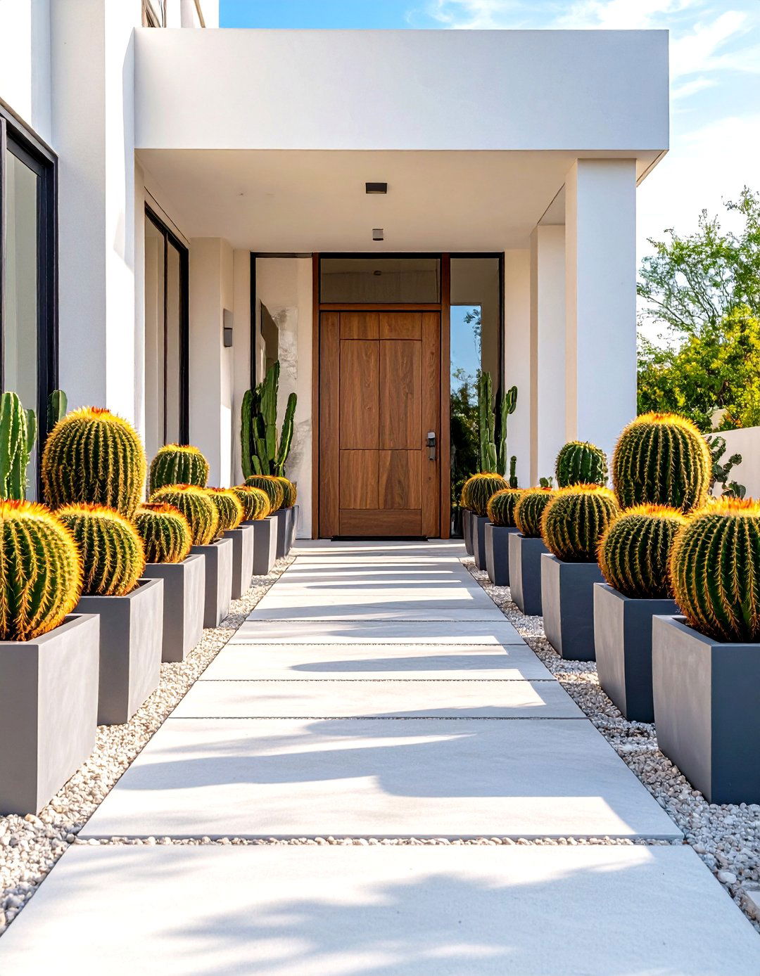 A Cacti Lined Entryway - 30 front yard cactus garden ideas