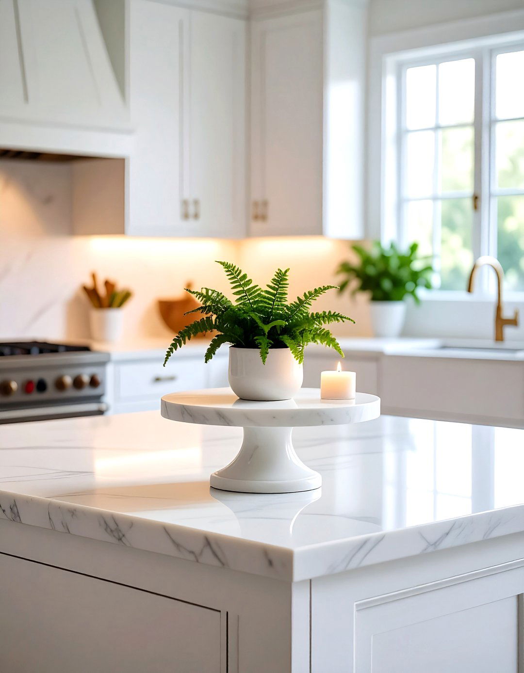 A Cake Stand Pedestal - 30 kitchen island centerpiece ideas
