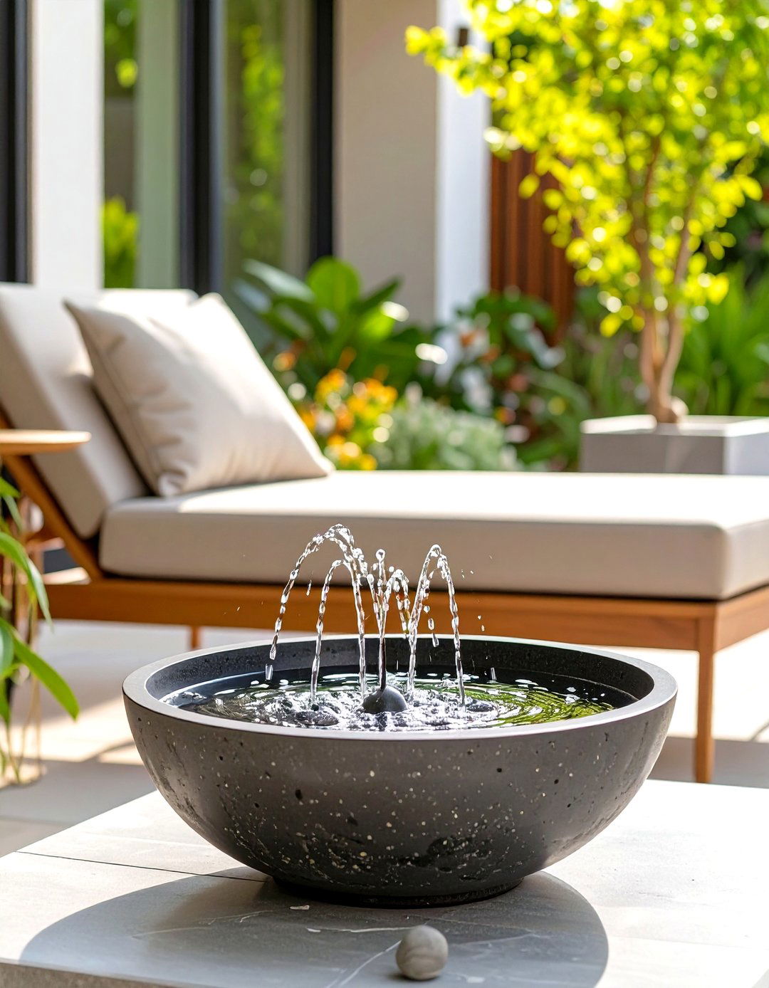A Calming Patio Water Feature - 30 simple patio ideas