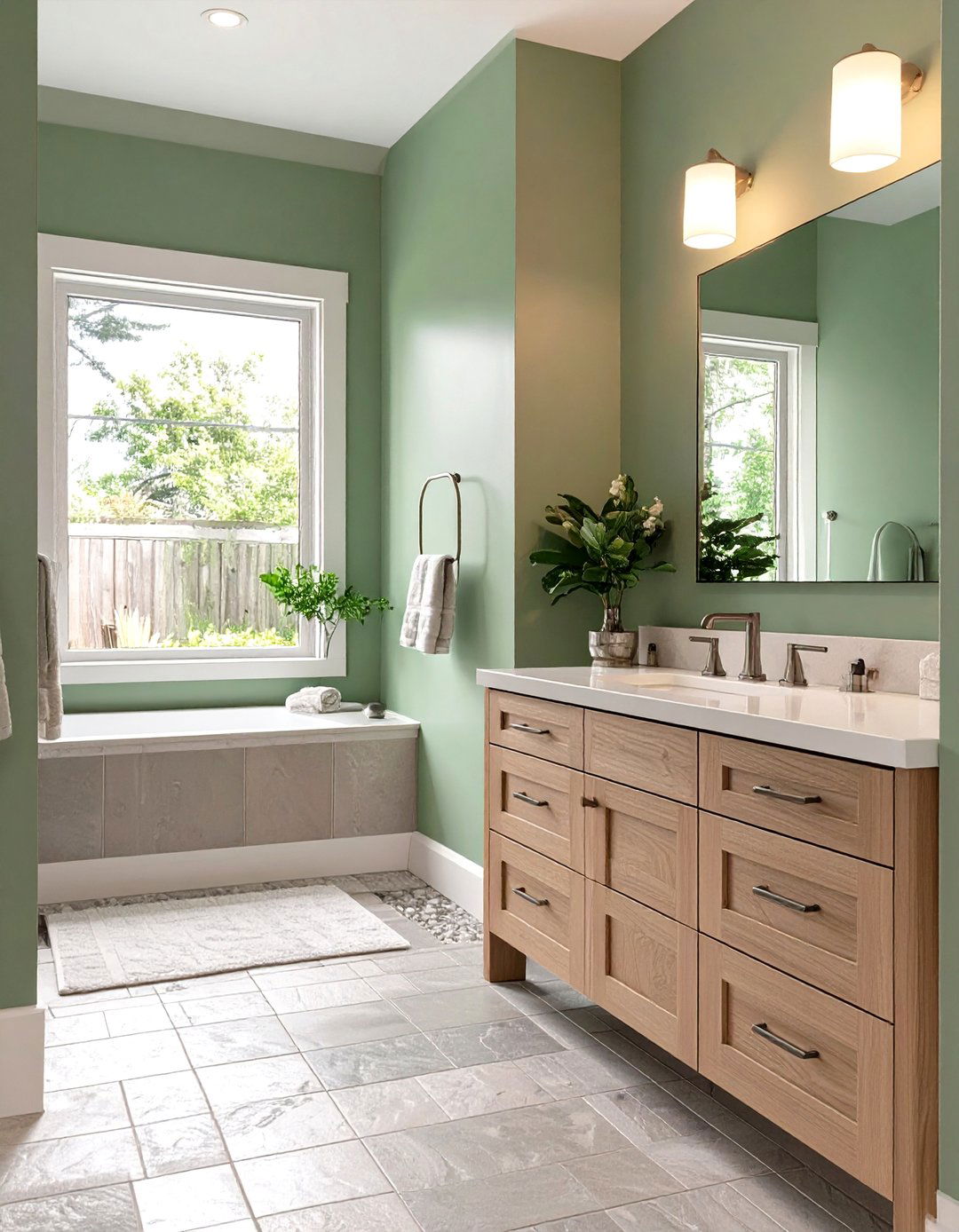 A Calming Sage Green Bathroom - 30 colorful bathroom ideas