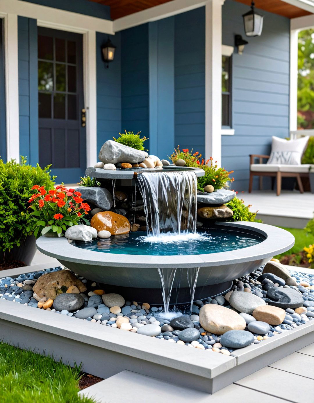 A Calming Water Feature - 30 porch decor ideas