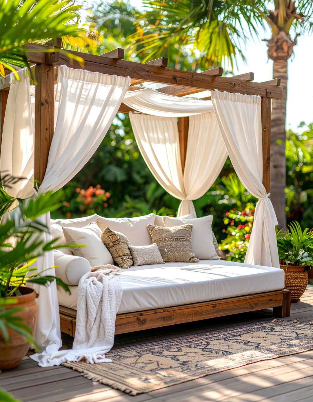 A Canopy Daybed for Ultimate Lounging - 30 tropical backyard ideas