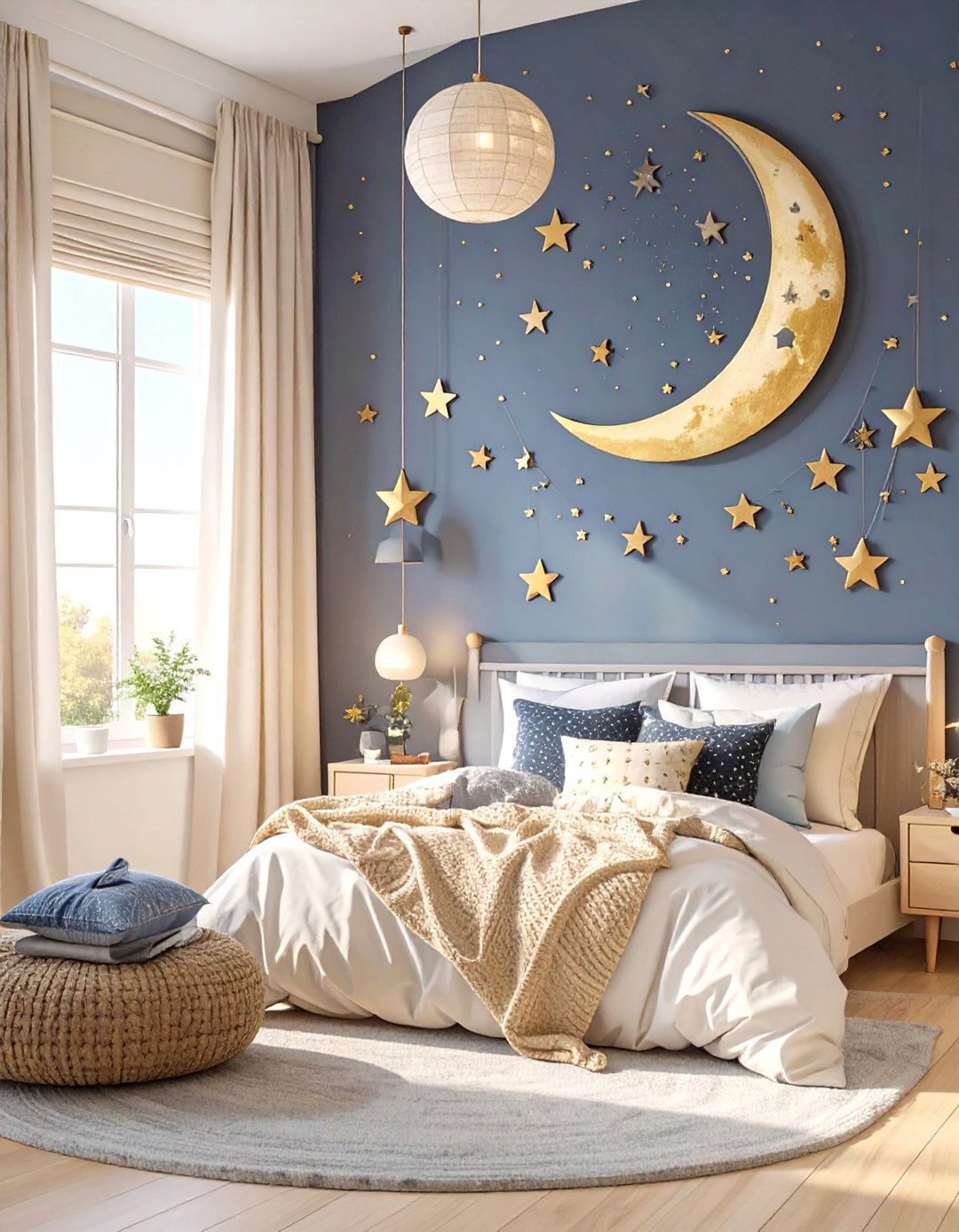 A Celestial Themed Room with Stars and Moons - 30 tween girl bedroom ideas