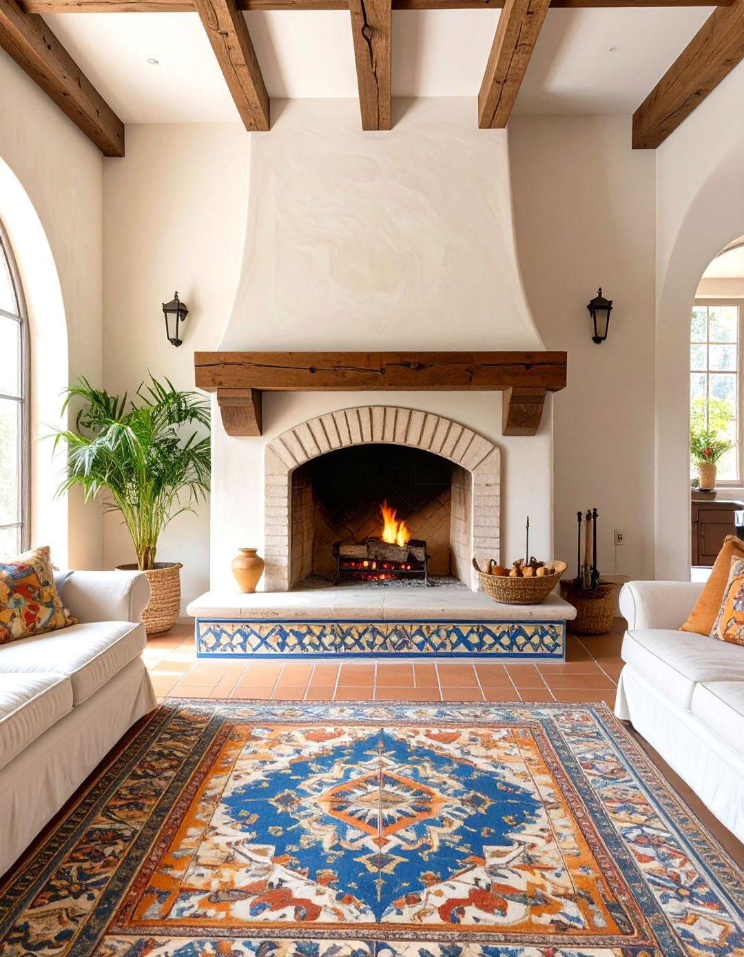 A Central Fireplace Focal Point - 30 spanish style interior design ideas