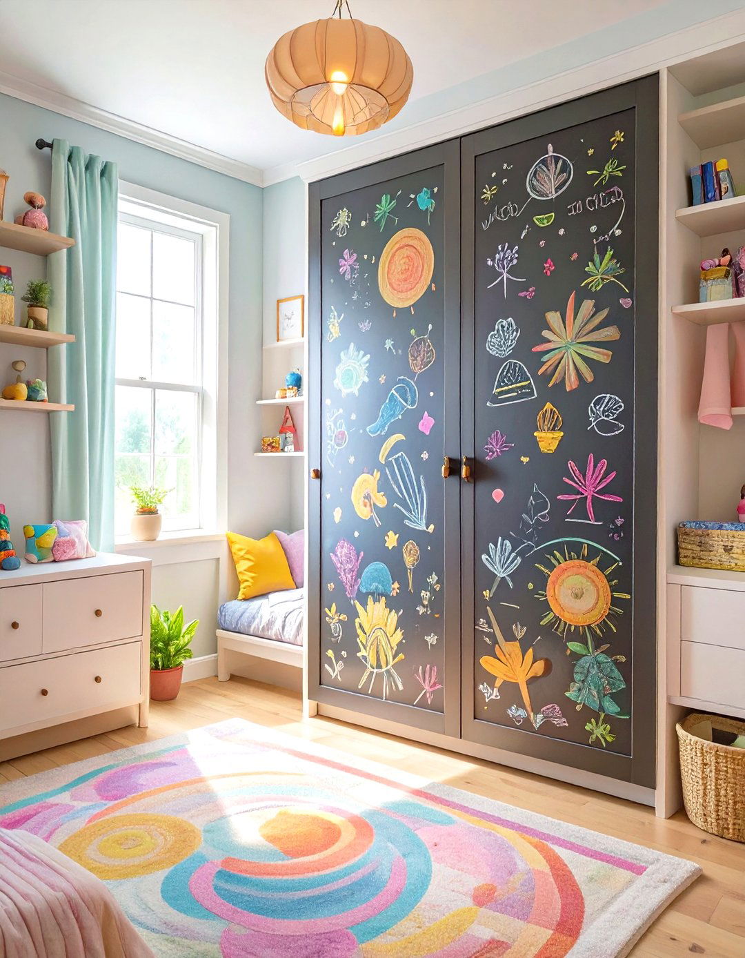 A Chalkboard Paint Accent Wall - 30 small kids bedroom ideas