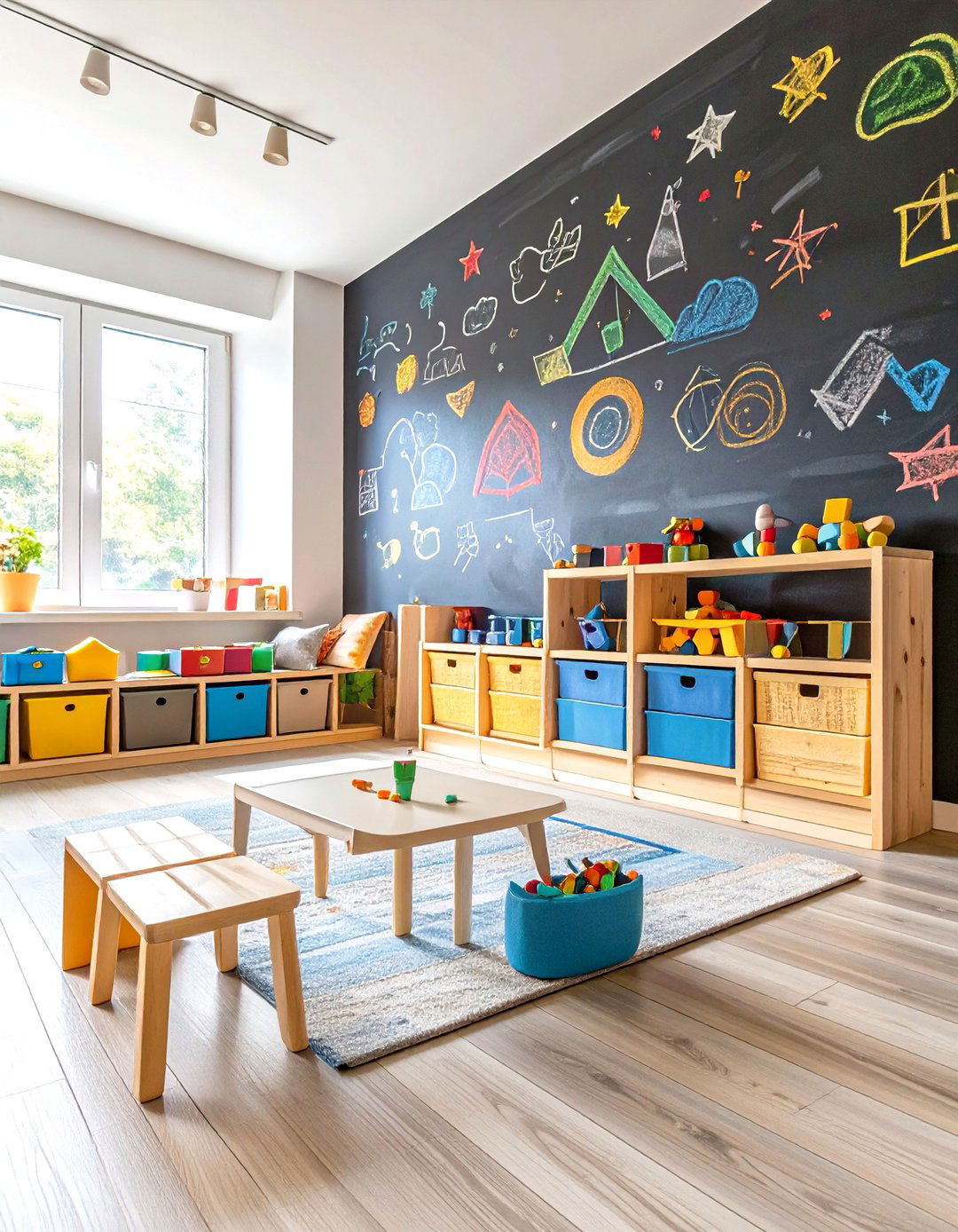 A Chalkboard Wall Game Room - 30 kids game room ideas