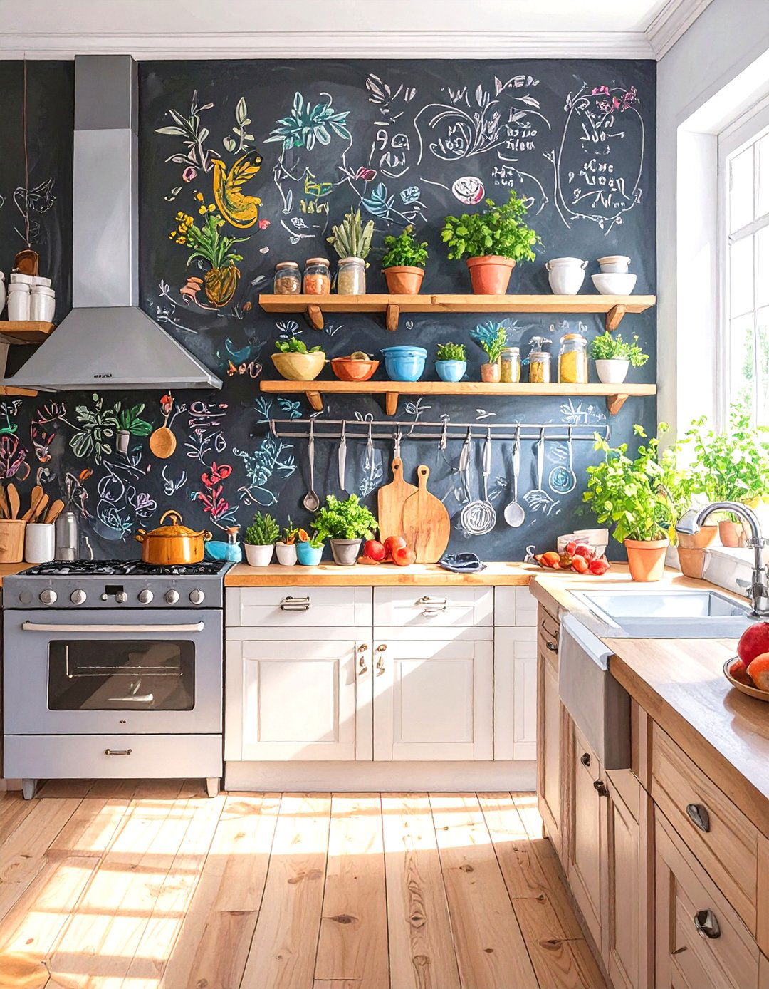 A Chalkboard Wall Kitchen - 30 low cost simple kitchen designs