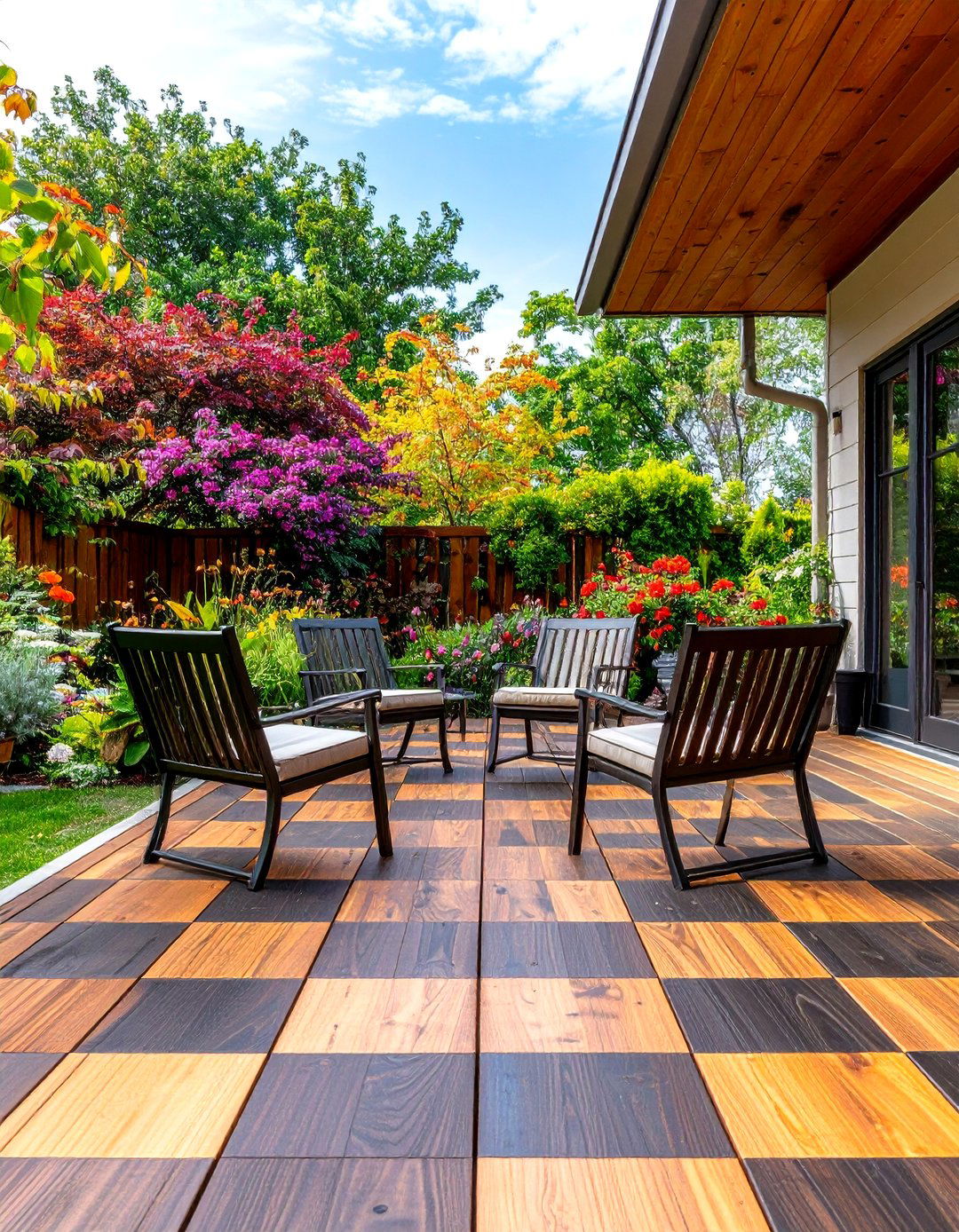 A Checkerboard Pattern Deck - 30 ground level deck ideas