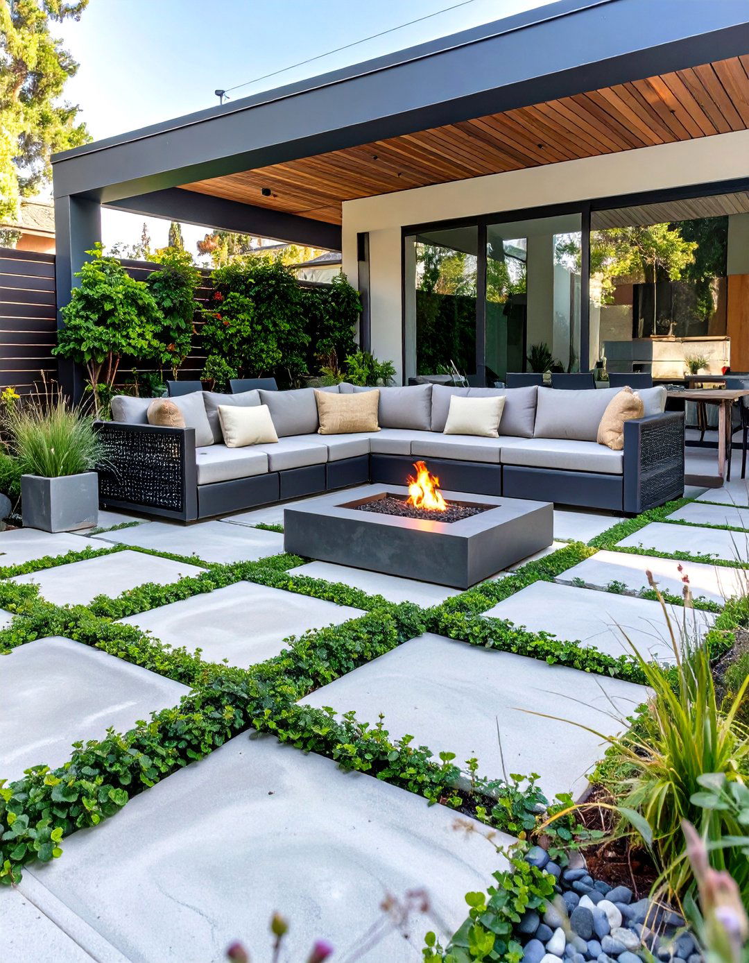 A Checkerboard Paver Patio - 30 budget backyard ideas no grass