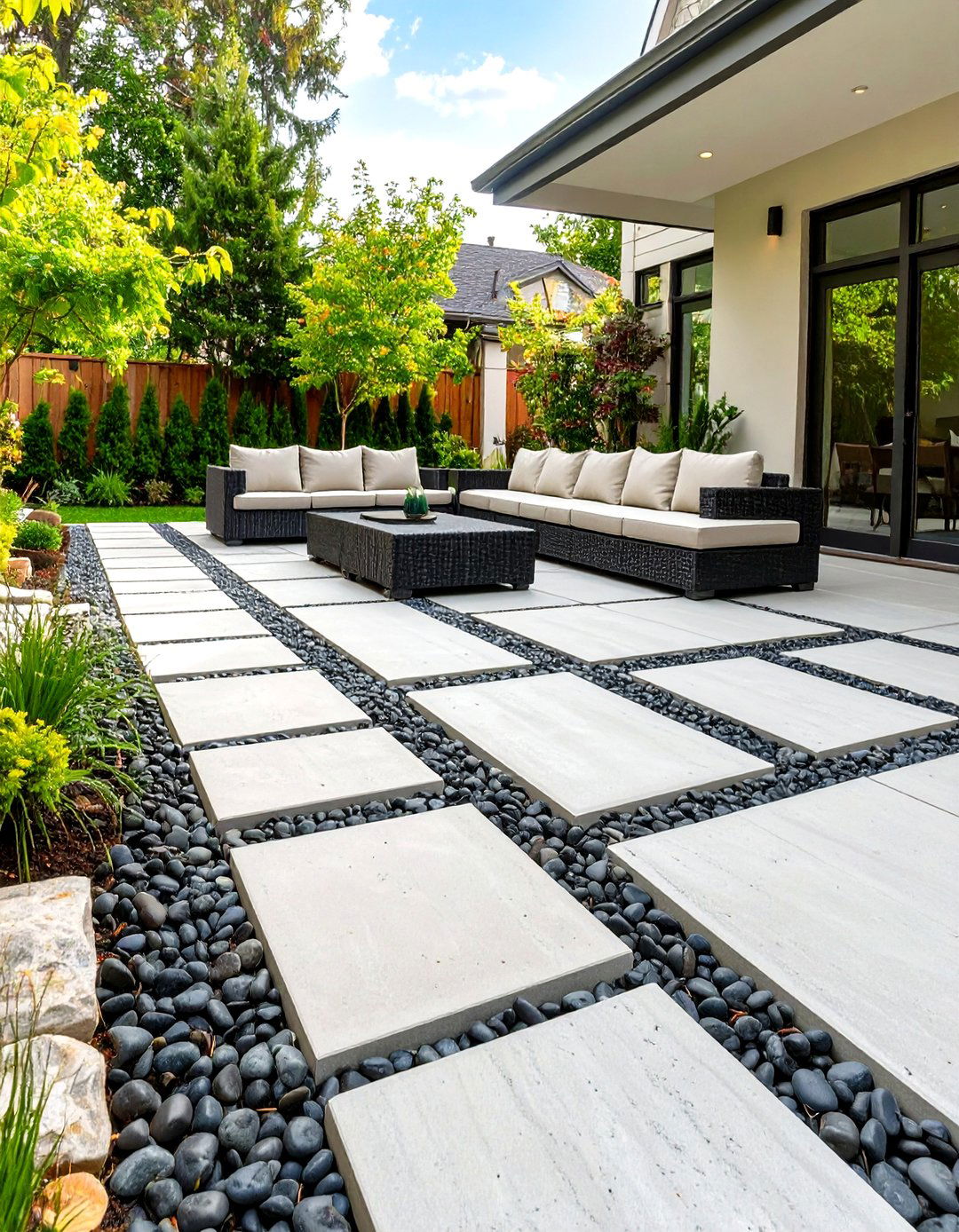 A Checkerboard Paver Patio - 30 modern backyard ideas no grass