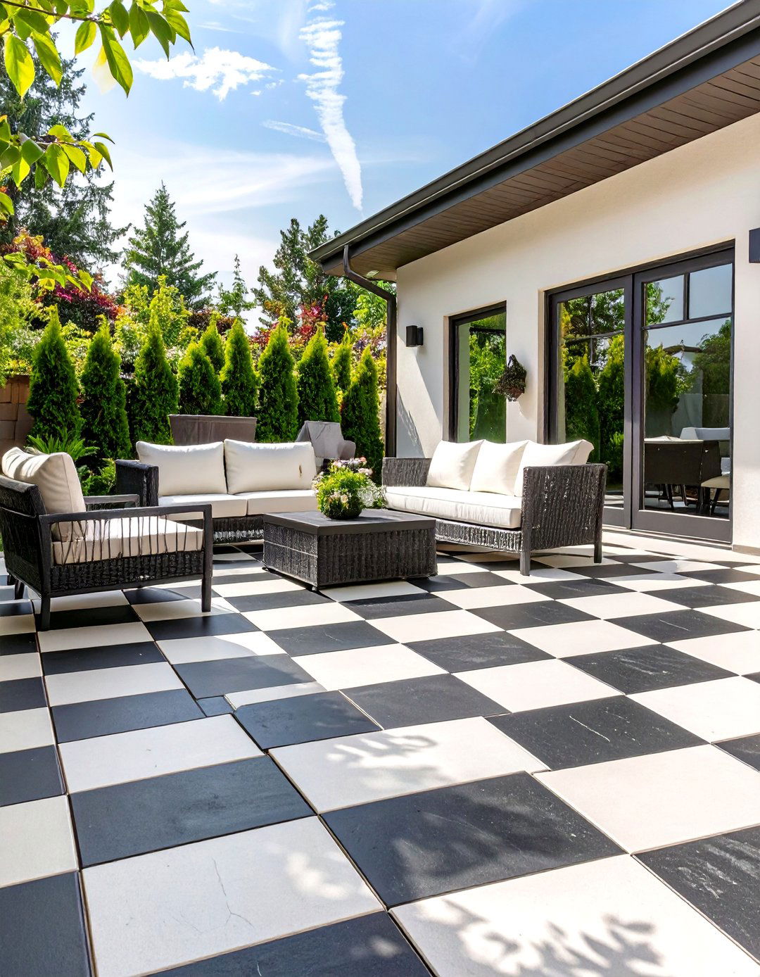 A Checkerboard Paver Pattern - 30 backyard pavers ideas