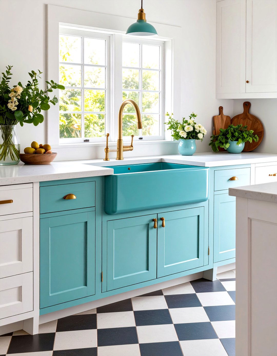 A Cheerful Retro Style Drop In Kitchen Sink - 30 kitchen sink ideas