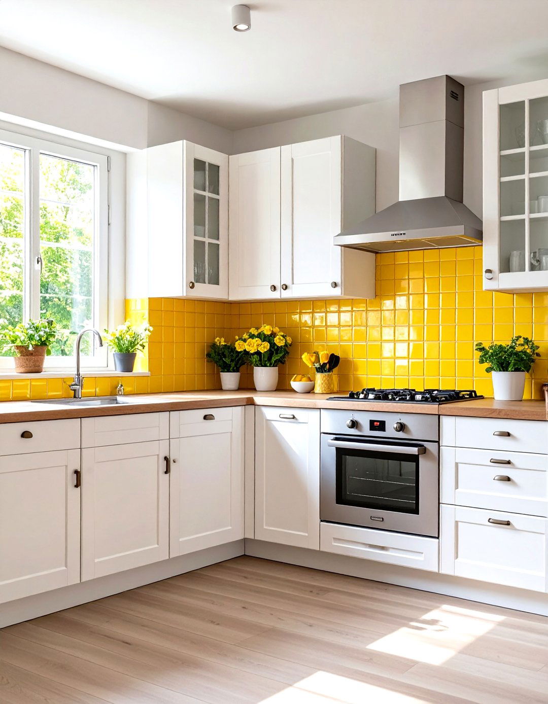A Cheerful Yellow Accent Kitchen - 30 limited space small l shaped kitchen design ideas