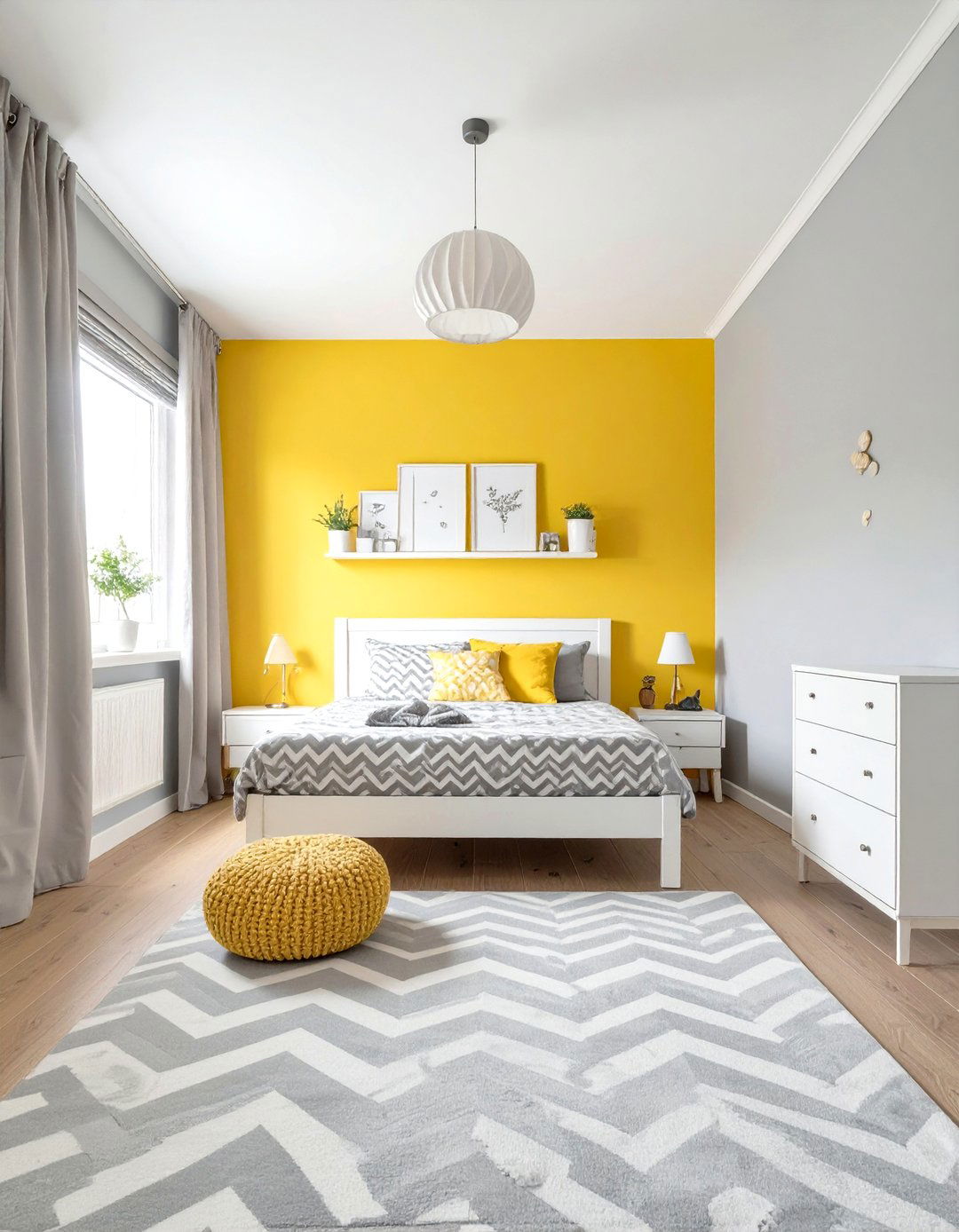 A Cheerful Yellow and Gray Bedroom - 30 boys bedroom paint ideas