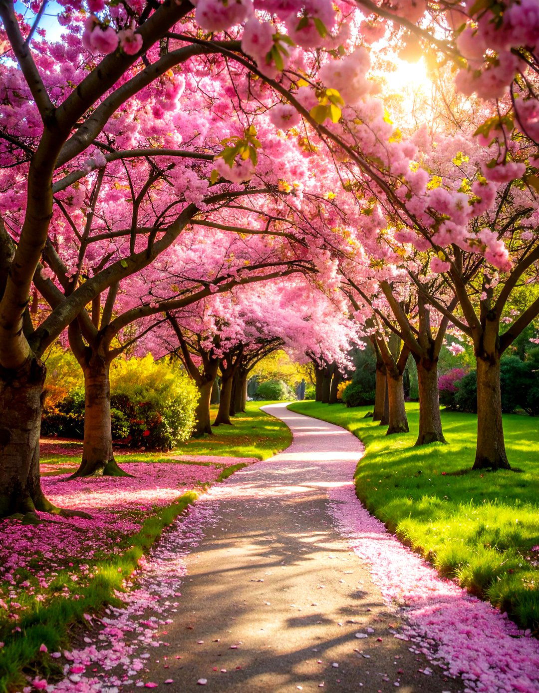 A Cherry Blossom Path in Spring - 30 landscape painting ideas