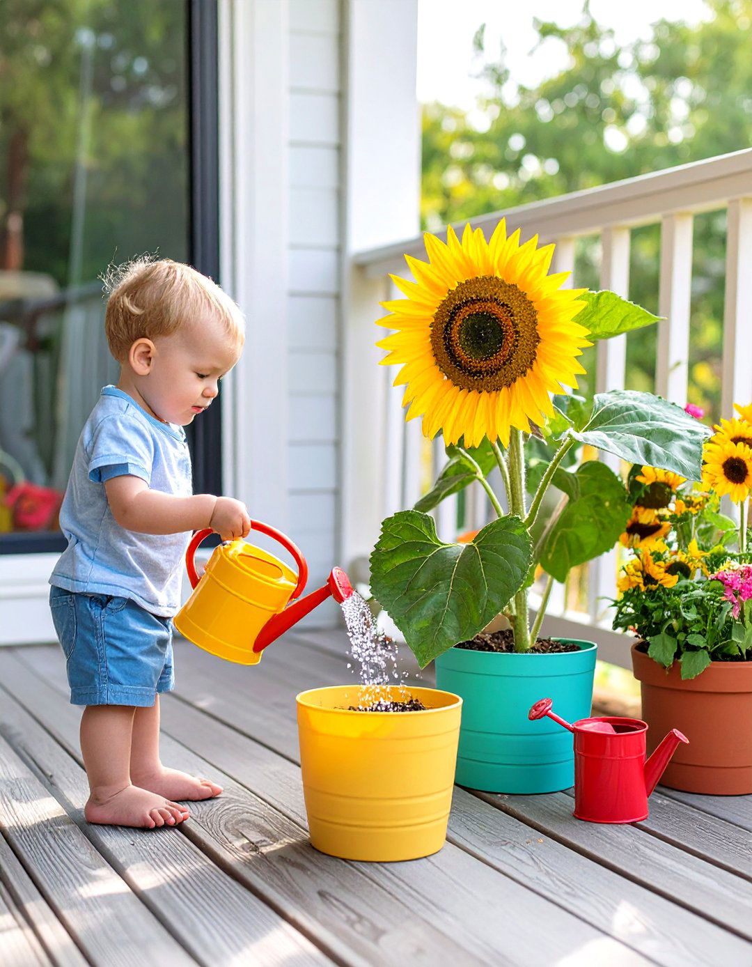 A Child Friendly Deck Garden - 30 deck decorating ideas with plants