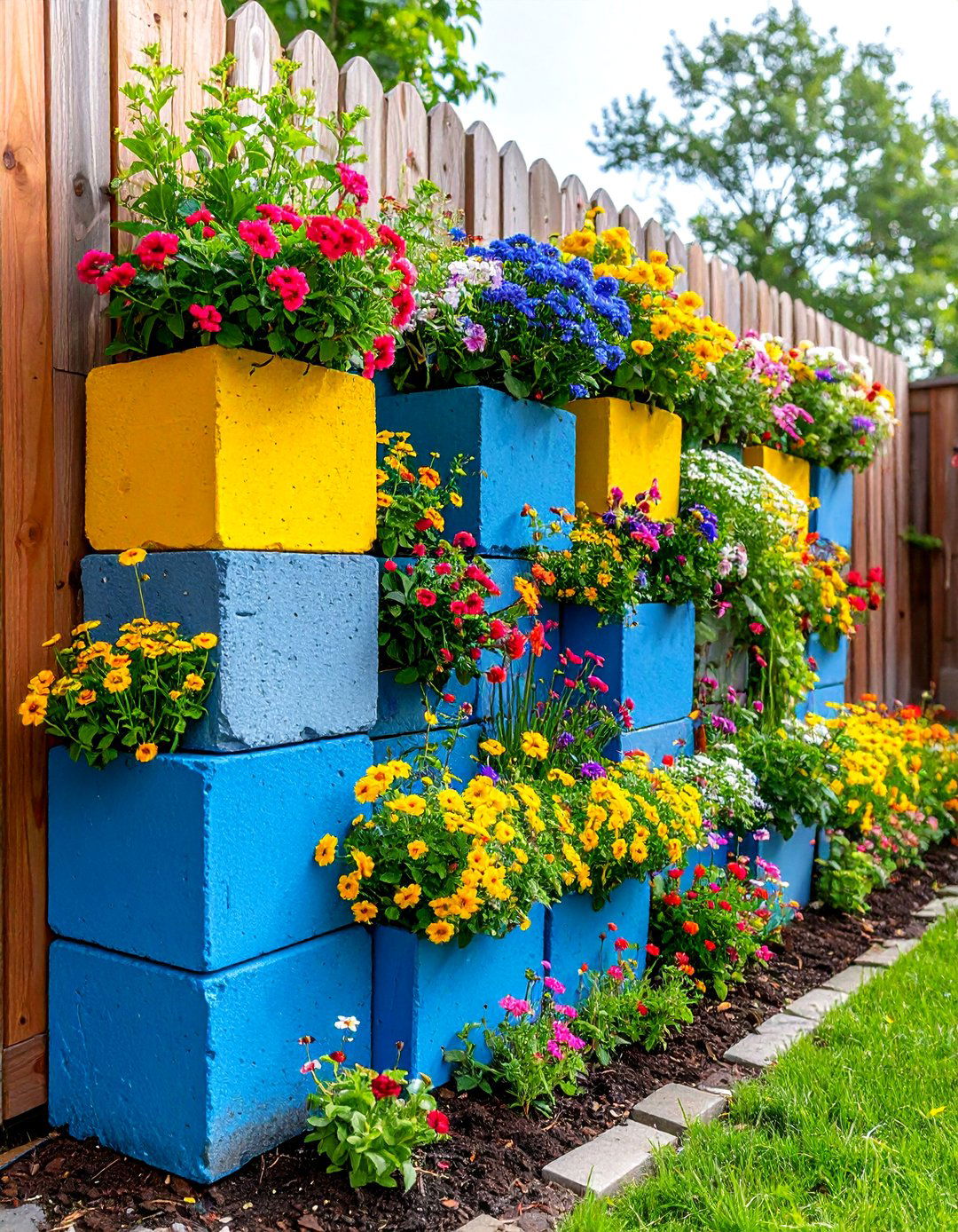 A Cinder Block Vertical Garden - 30 backyard ideas on a budget