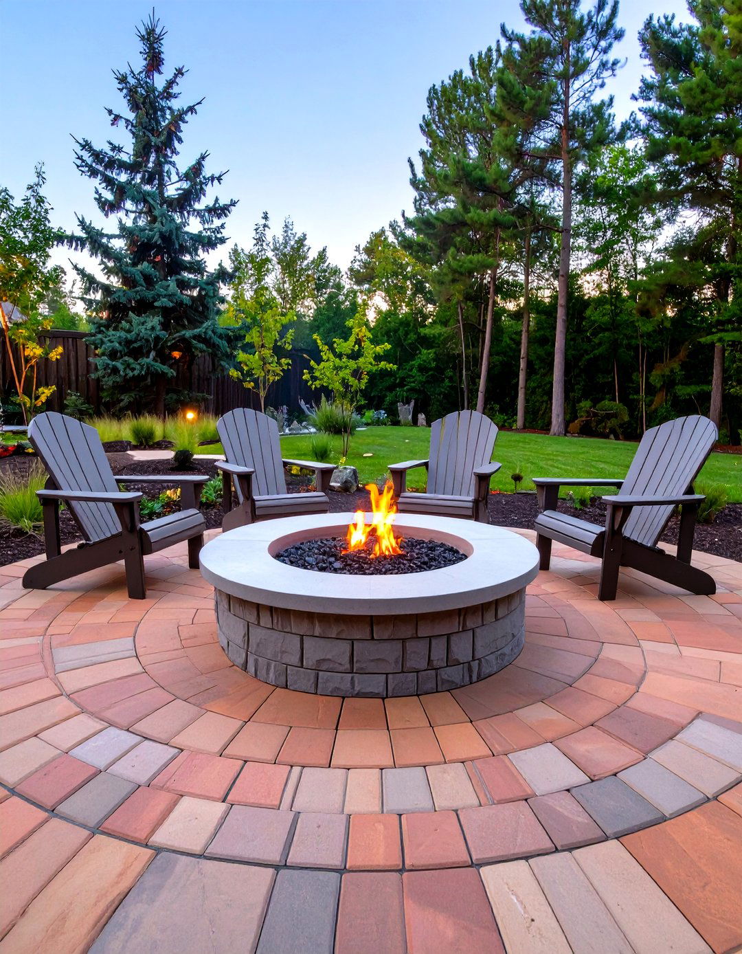 A Circular Stone Fire Pit Patio - 30 stone patio ideas on a budget
