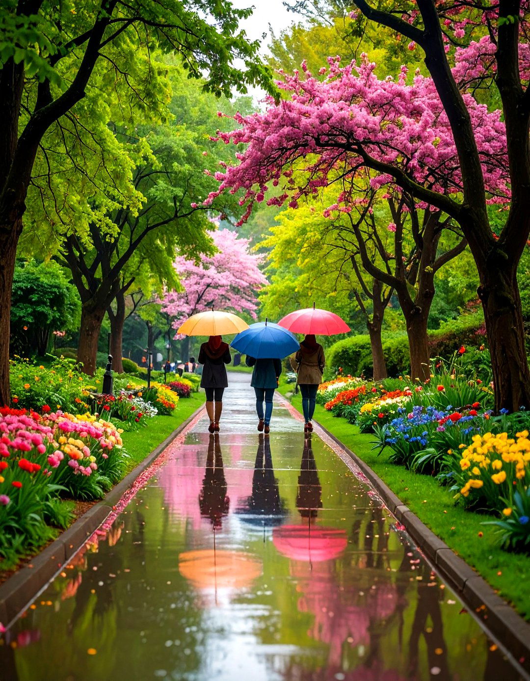 A City Park in the Rain - 30 landscape painting ideas