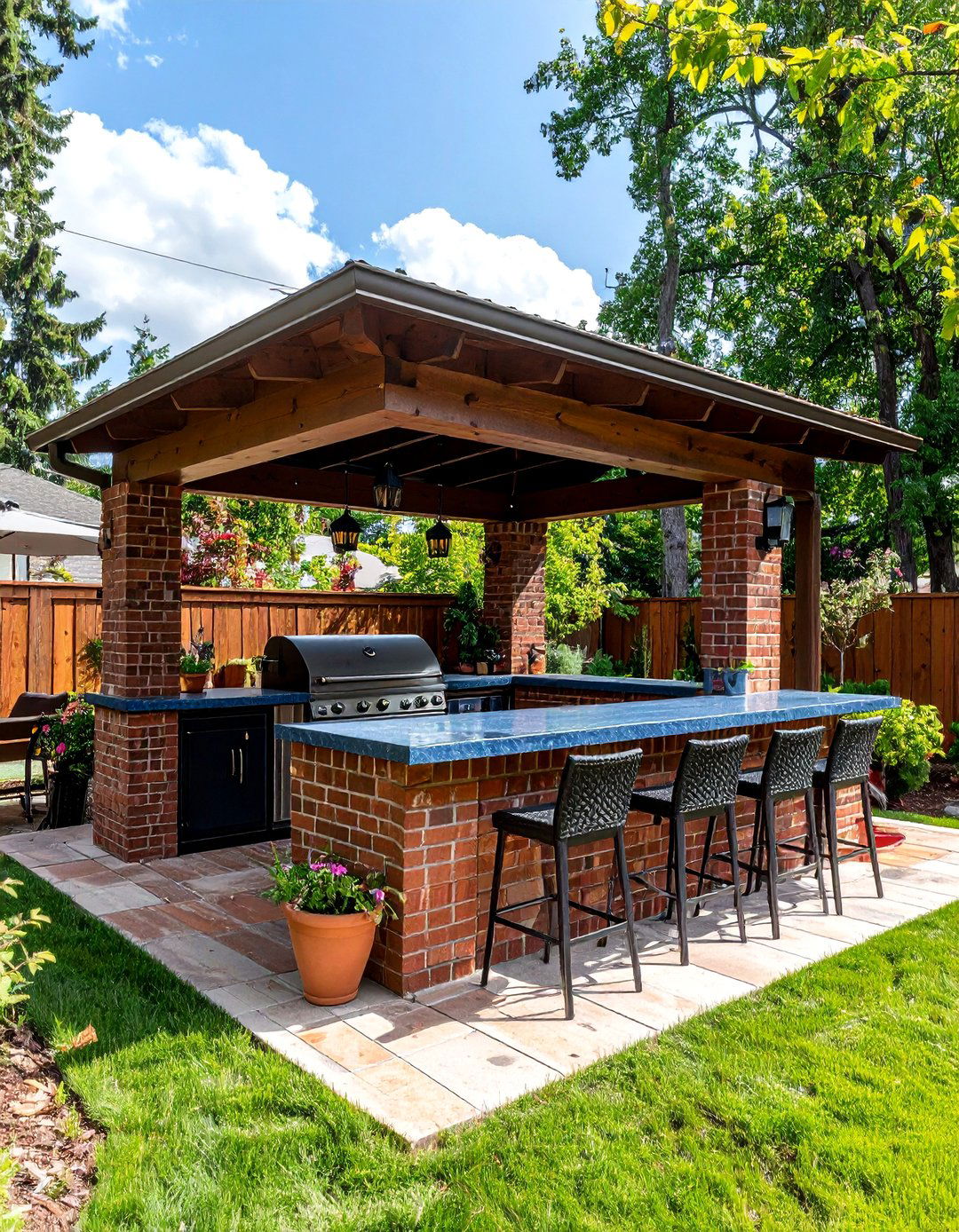 A Classic Brick Bar and Grill Station - 30 backyard bar ideas