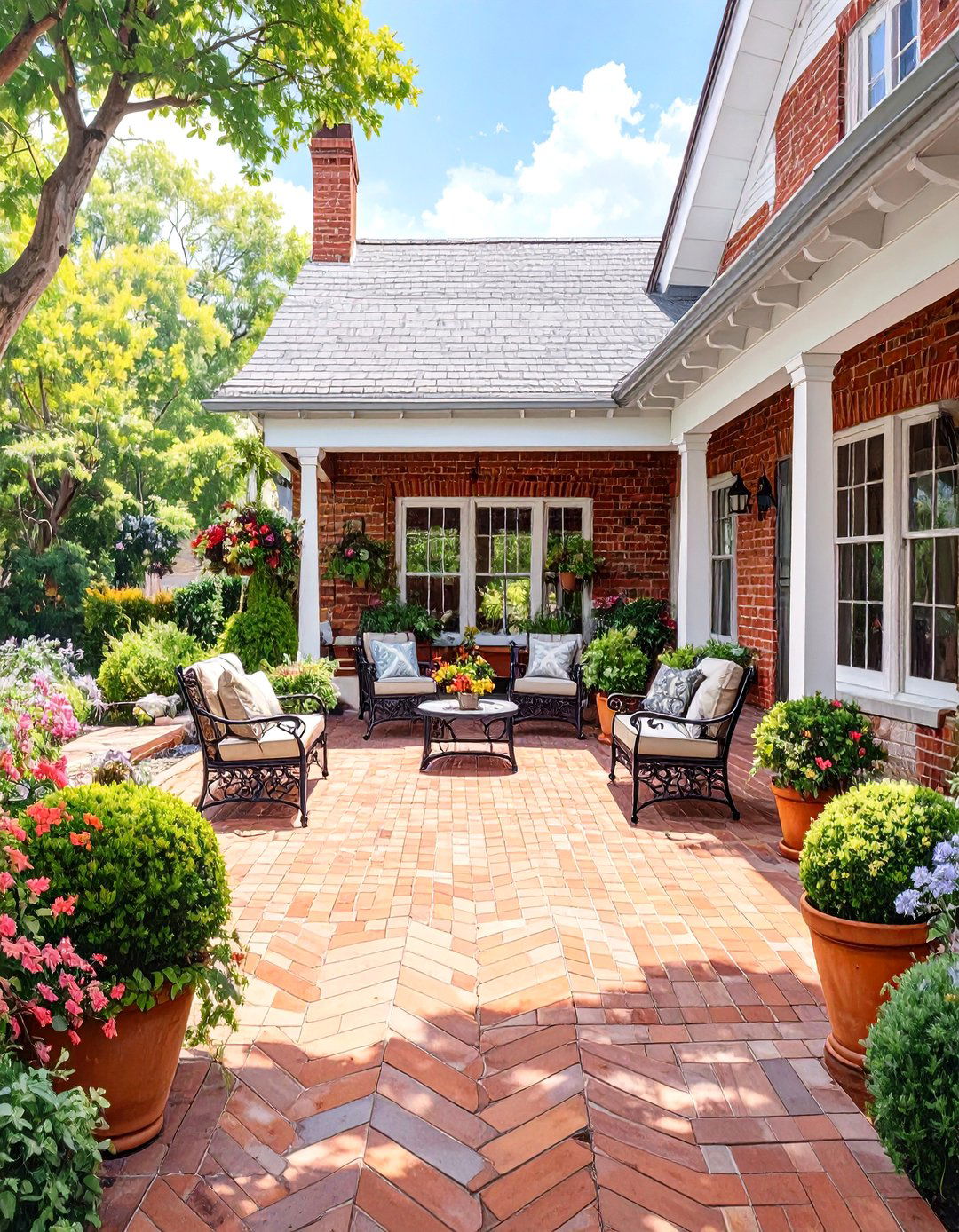 A Classic Brick Paved Patio - 30 attached covered patio ideas