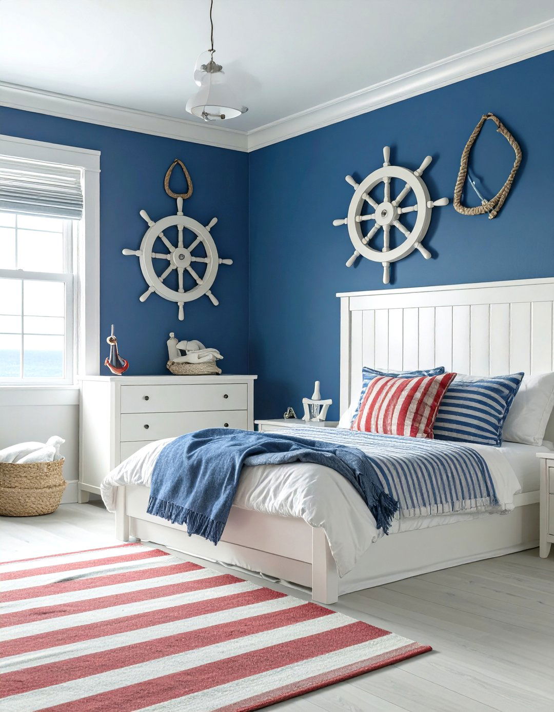 A Classic Navy and White Nautical Bedroom - 30 boys bedroom paint ideas