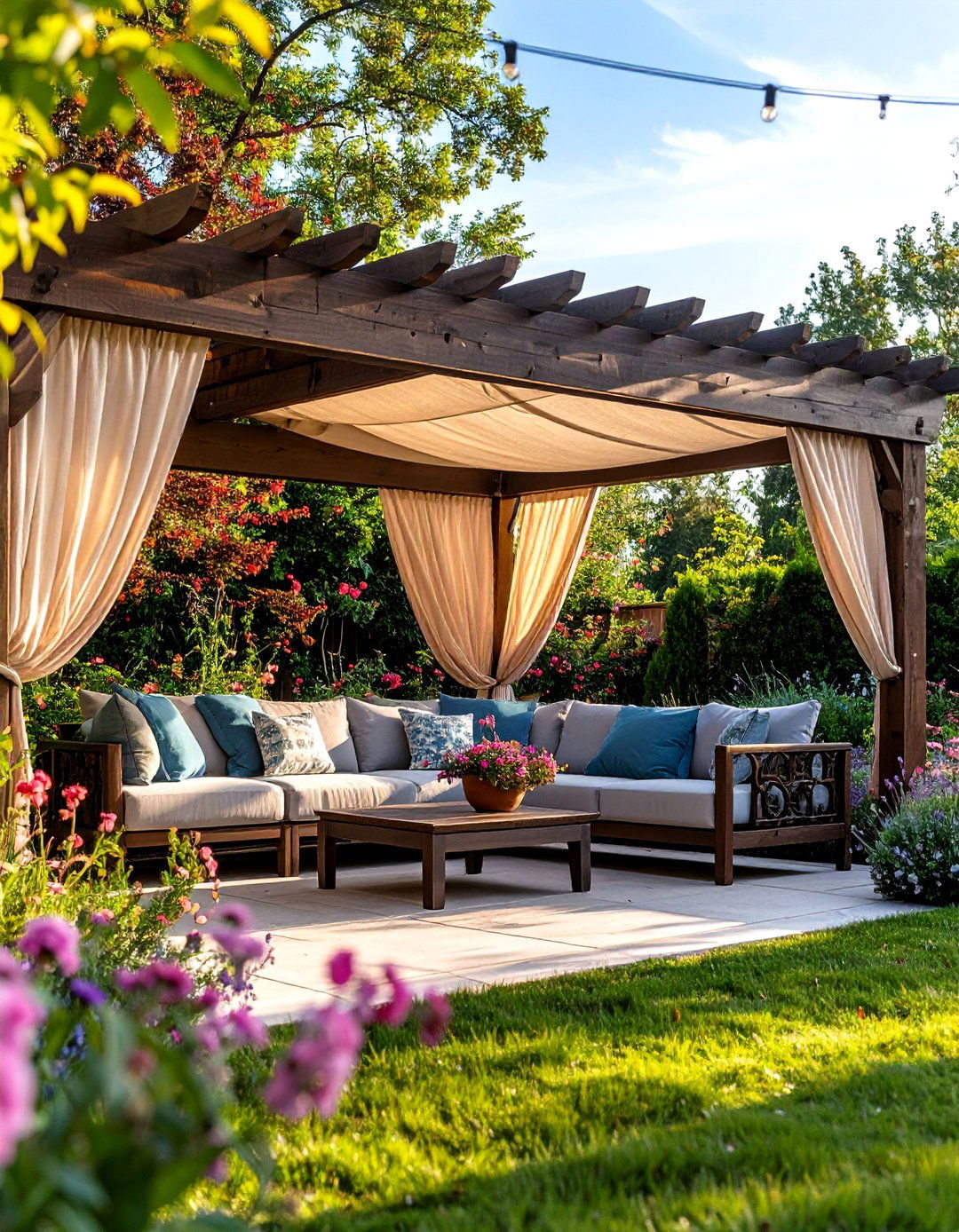 A Classic Roman Shade Pergola - 30 backyard canopy ideas