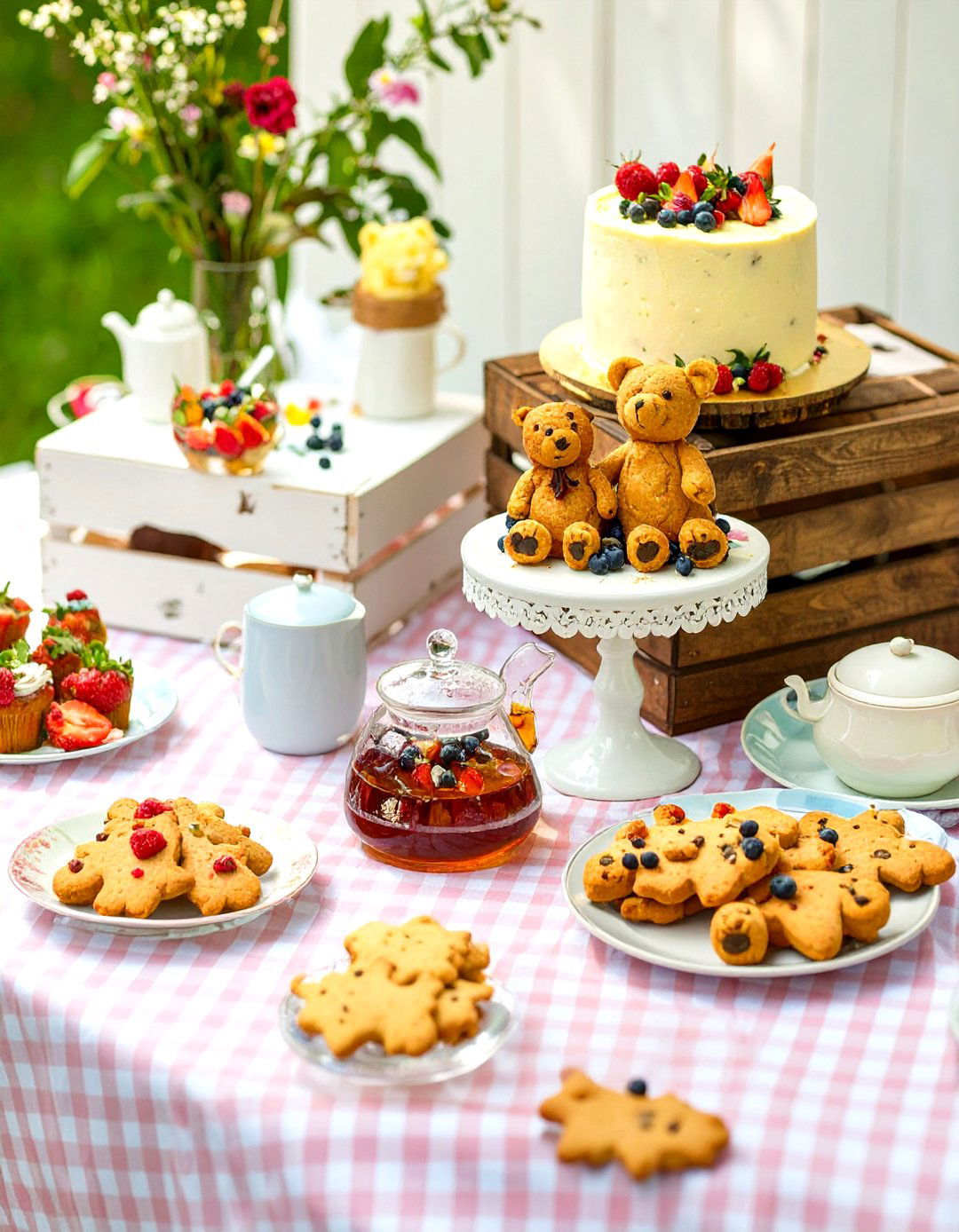 A Classic Teddy Bear Picnic Dessert Spread - 30 baby shower dessert ideas