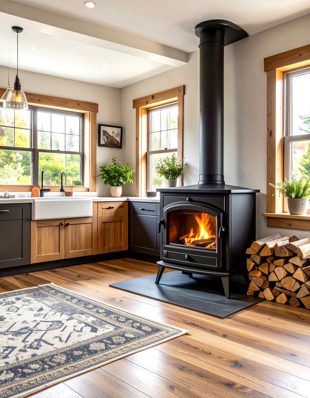 A Classic Wood Burning Stove - 30 rustic kitchen ideas