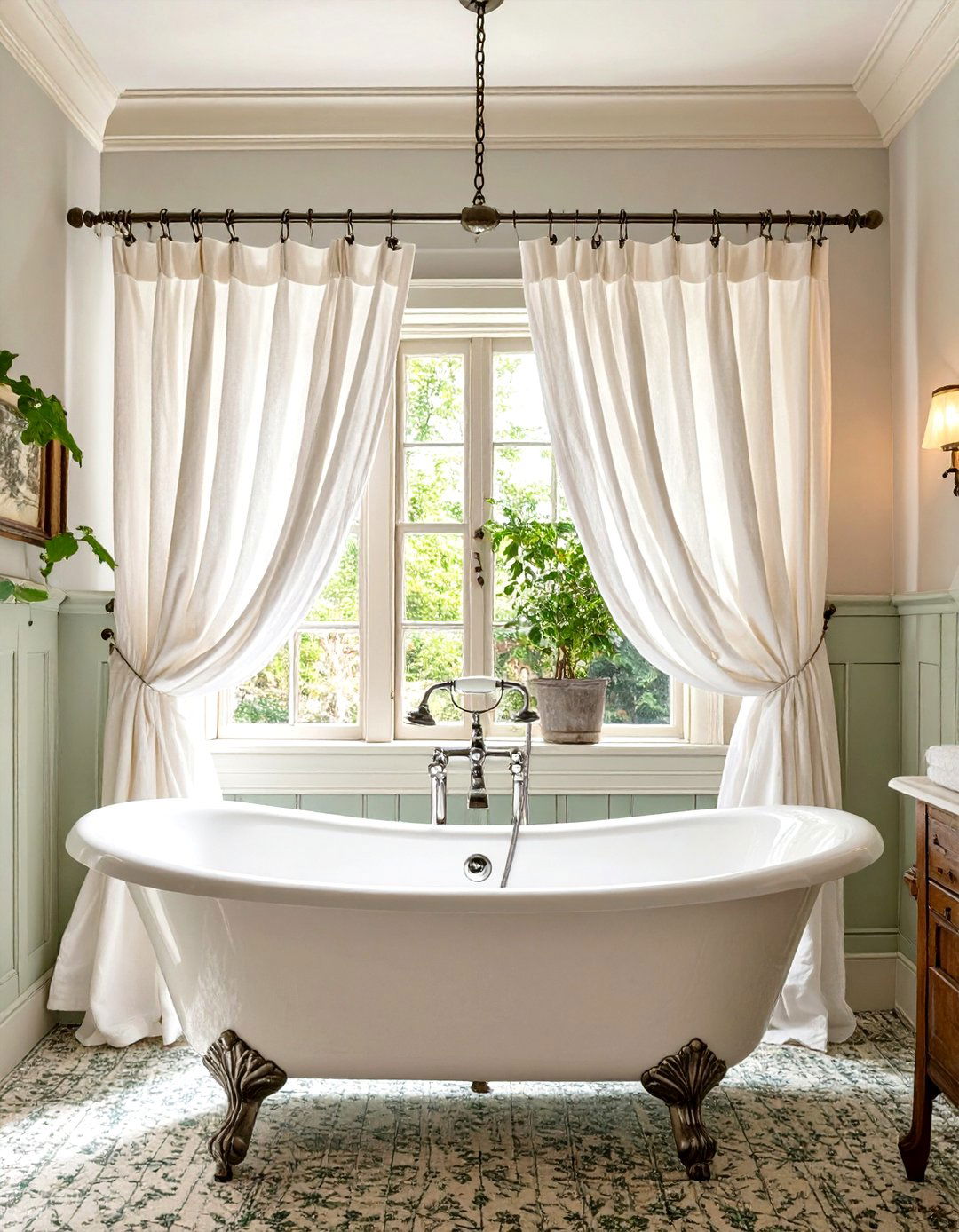 A Clawfoot Tub Shower Curtain Ring - 30 vintage bathroom ideas