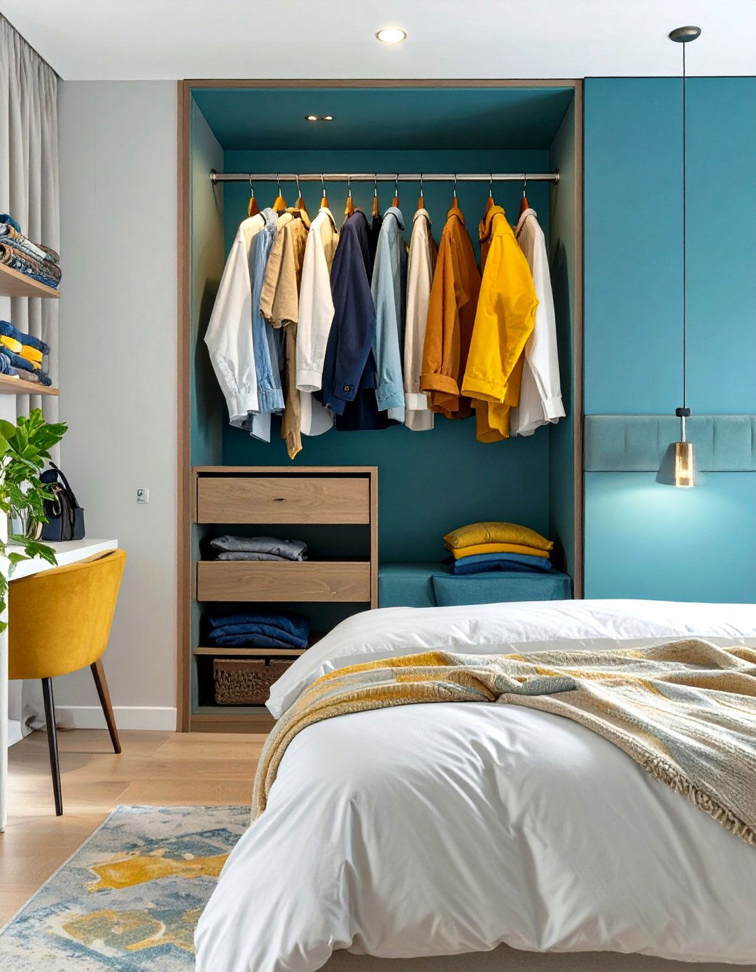 A Closet Nook Behind the Bed - 30 small bedroom closet ideas