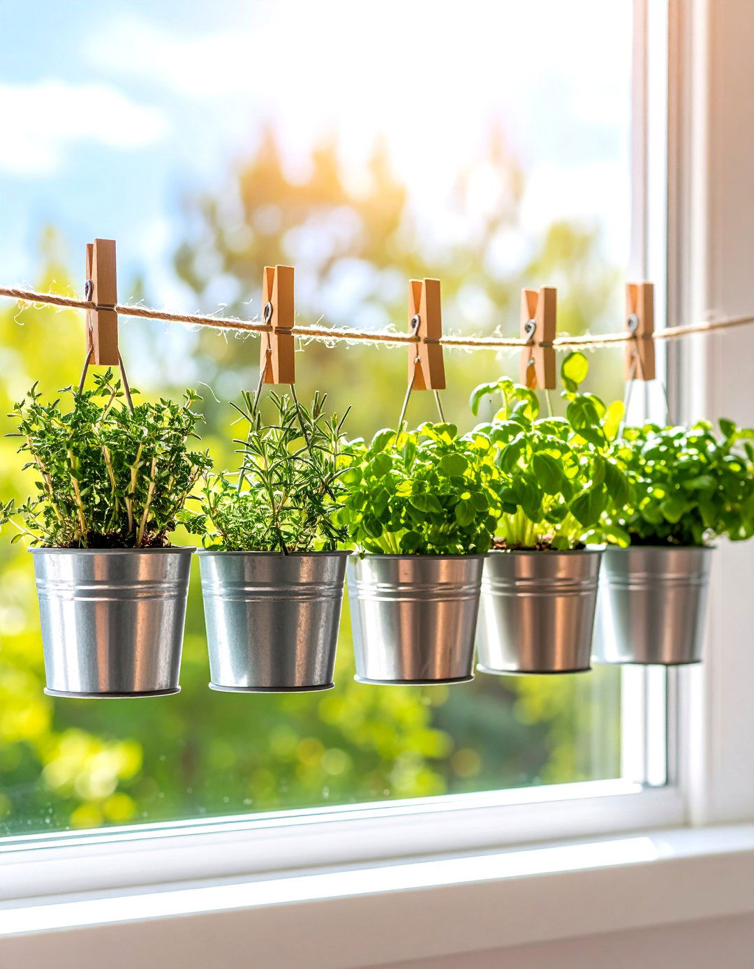 A Clothespin Herb Planter Display - 30 indoor herb garden ideas