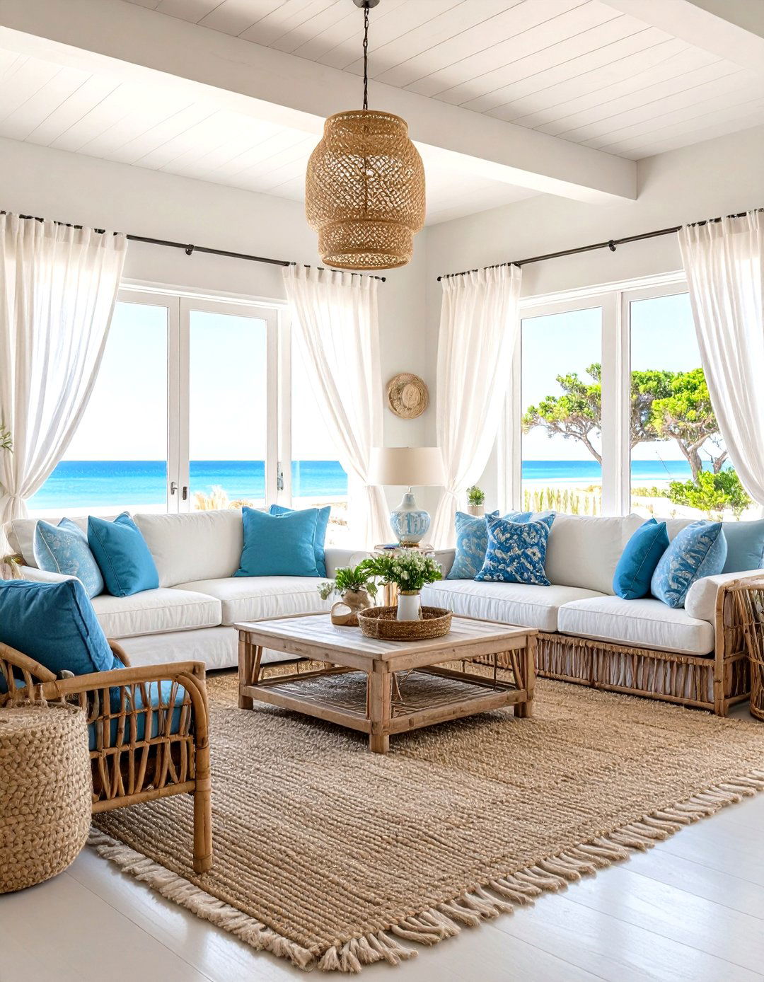 A Coastal Beach House Living Room - 30 l shaped living room ideas