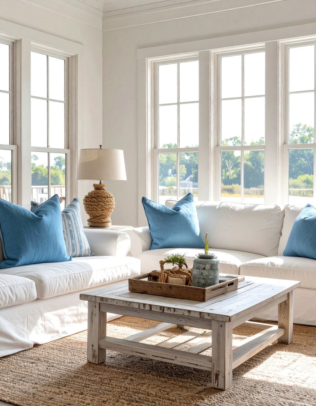 A Coastal Farmhouse Living Room - 30 modern farmhouse living room ideas