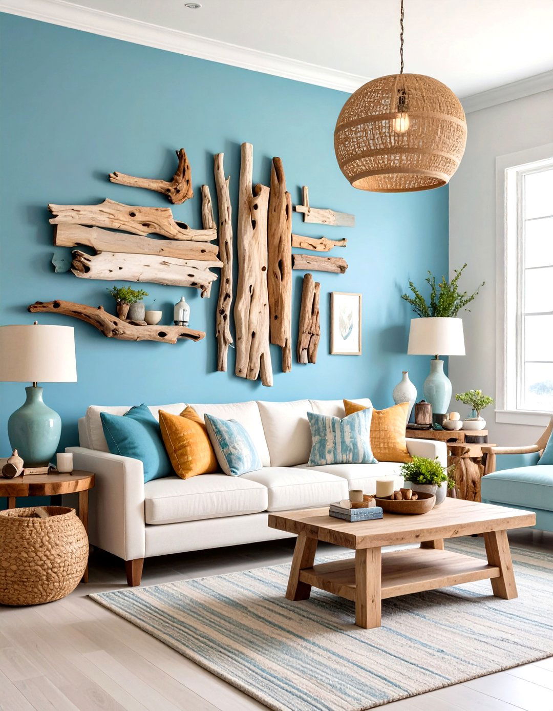 A Coastal Inspired Driftwood Arrangement - 30 family room wall decor ideas