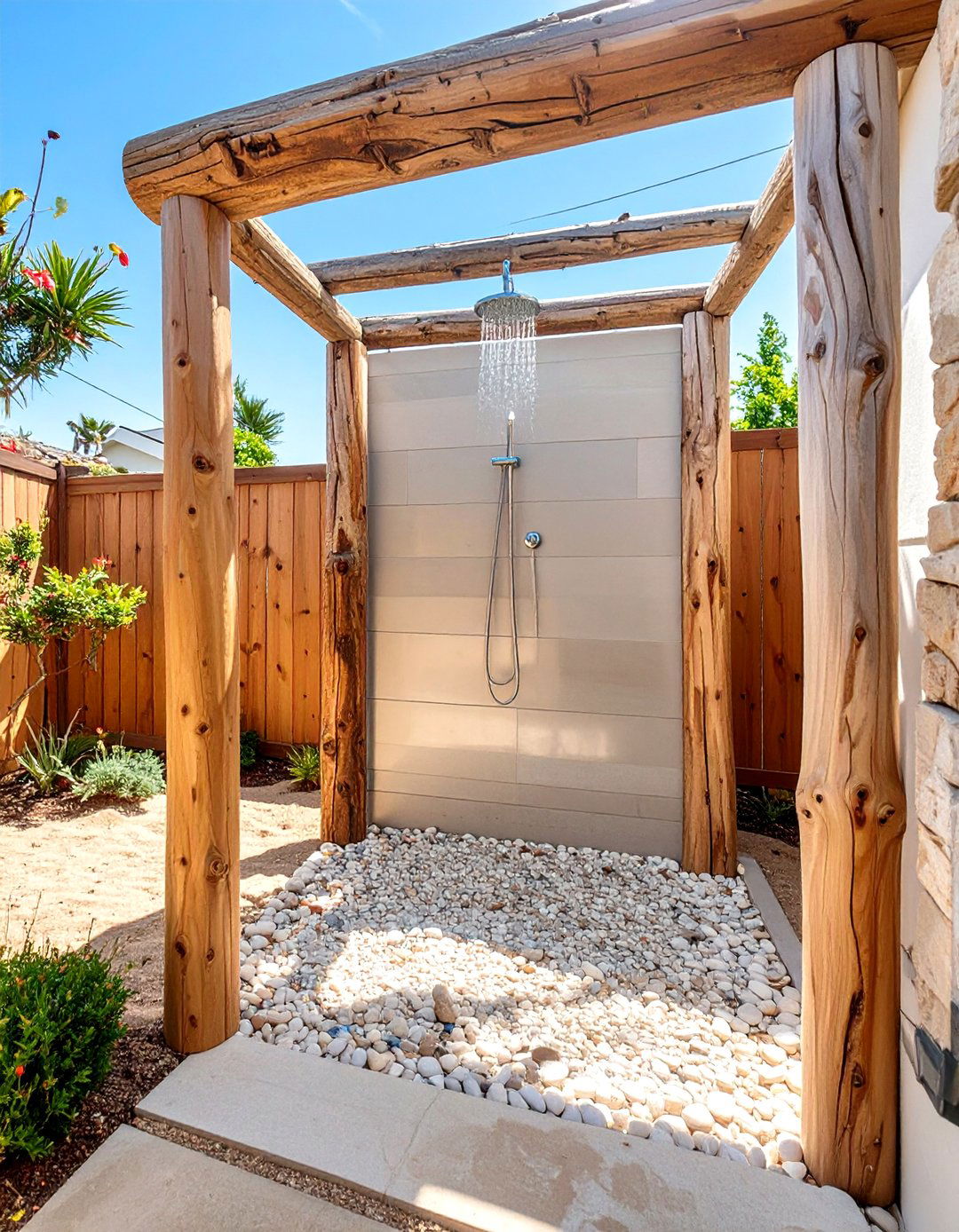 A Coastal Inspired Driftwood Design - 30 backyard outdoor shower ideas