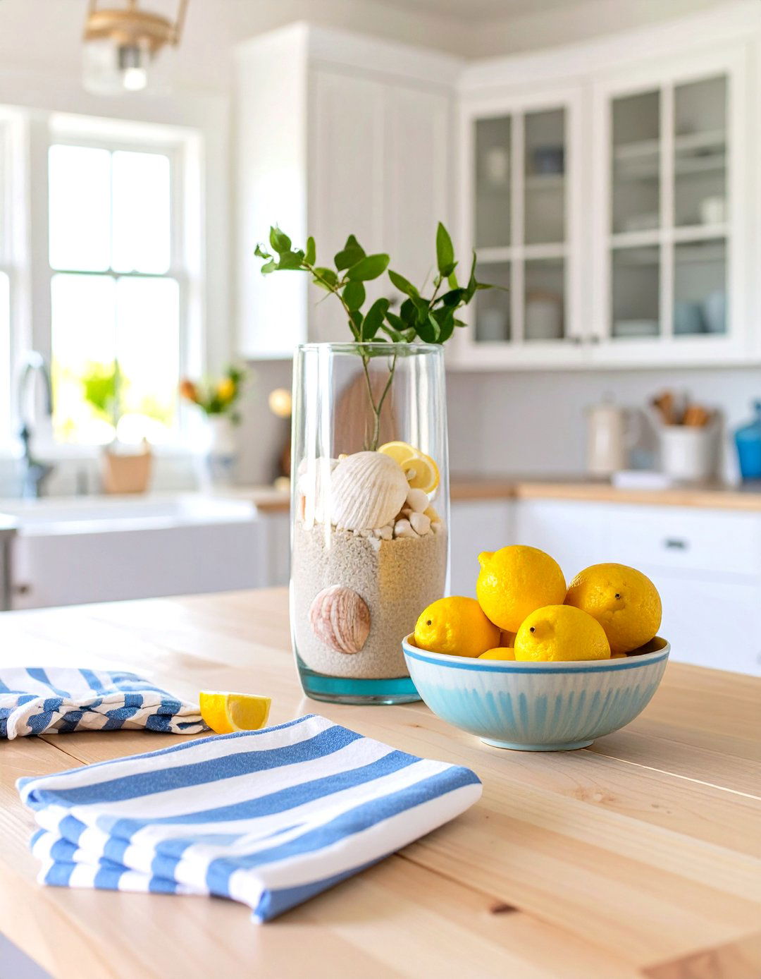 A Coastal Inspired Kitchen Island Display - 30 centerpiece kitchen island decor ideas