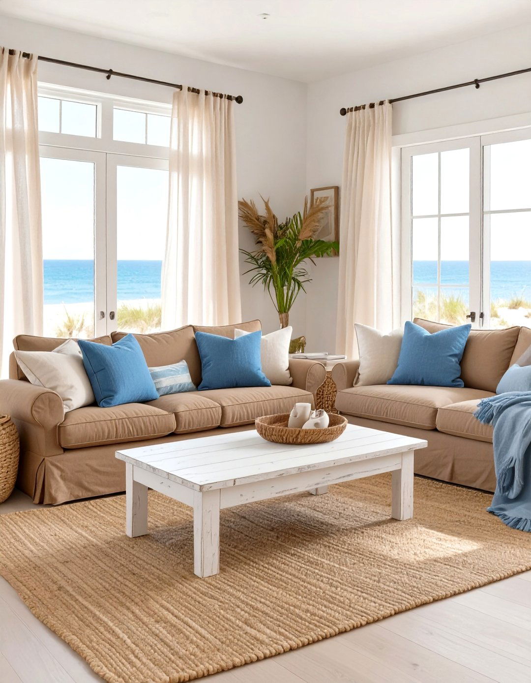 A Coastal Inspired Living Room - 30 brown couch living room ideas