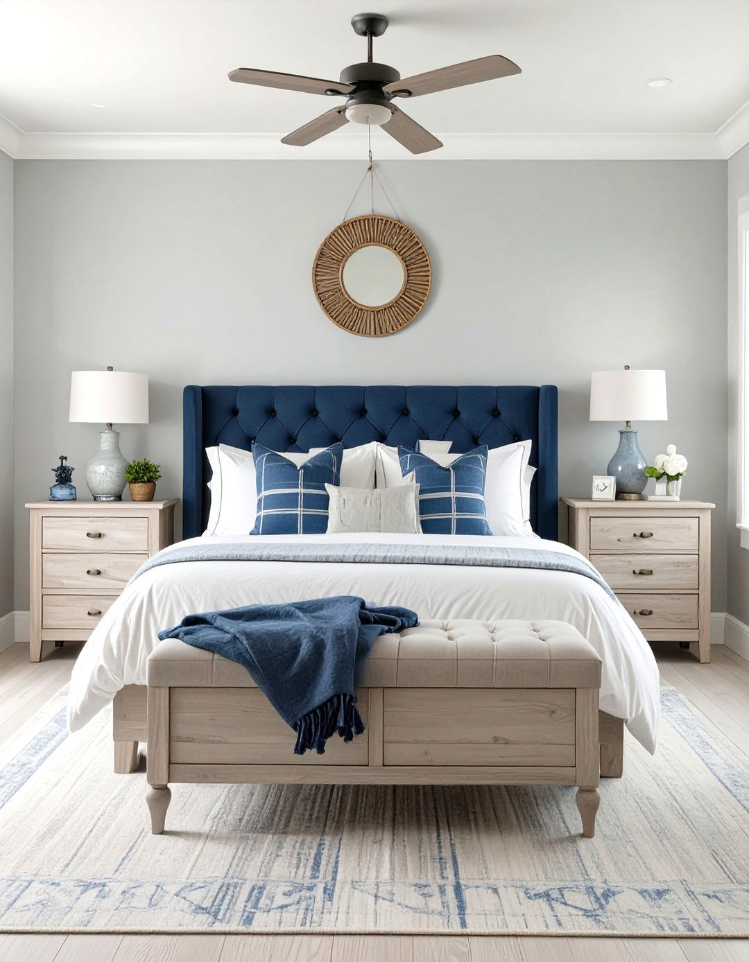 A Coastal Retreat Bedroom - 30 navy blue and grey bedroom ideas