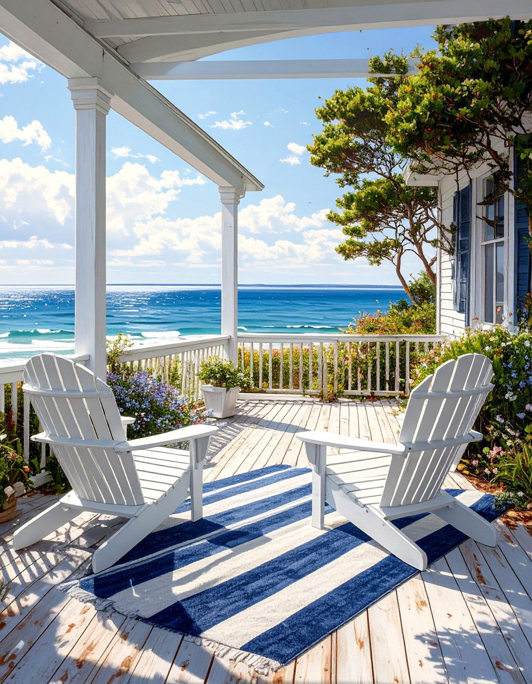 A Coastal Whitewashed Wood Deck - 30 deck floor covering ideas
