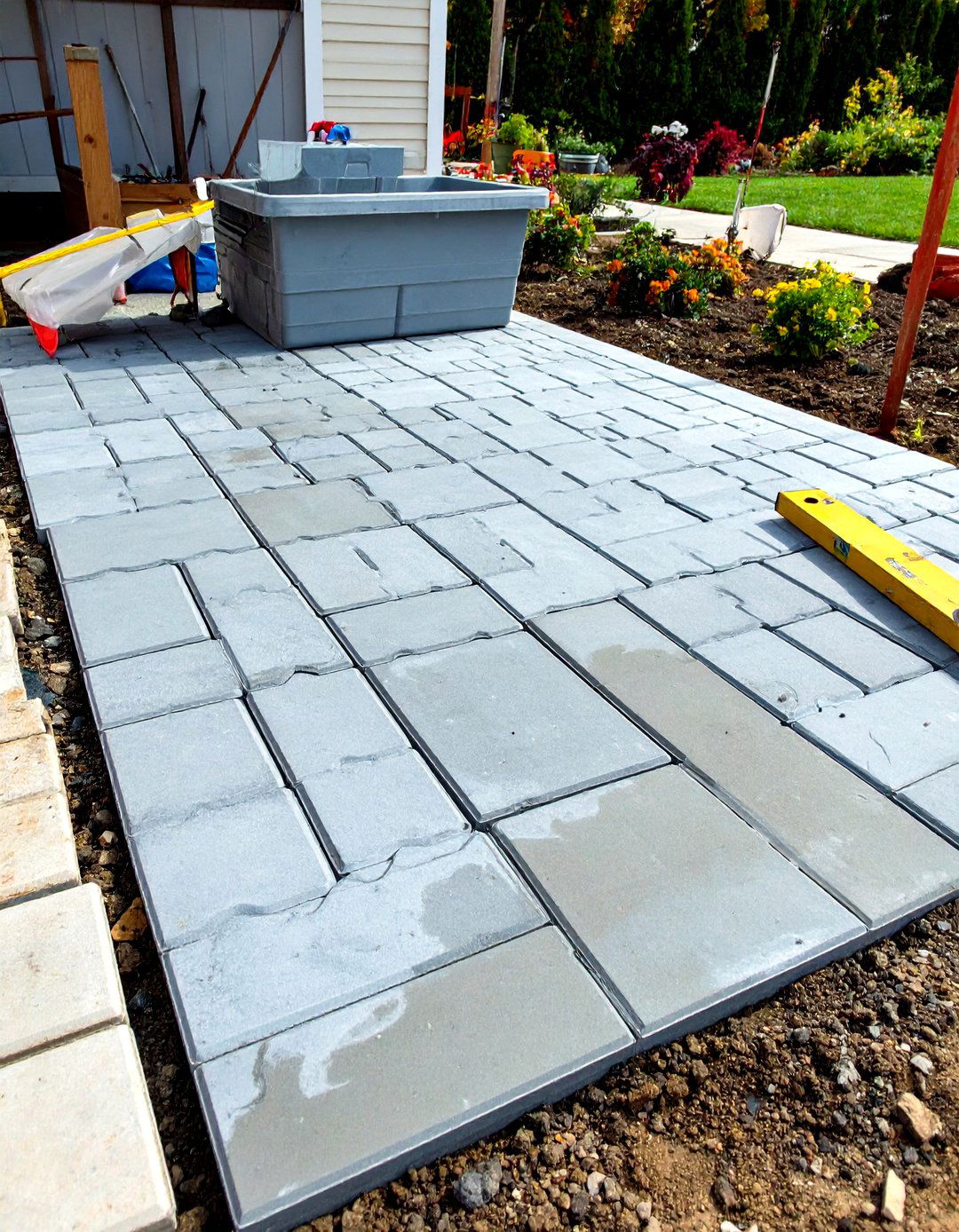 A Cobblestone Look Patio with Molds - 30 stone patio ideas on a budget