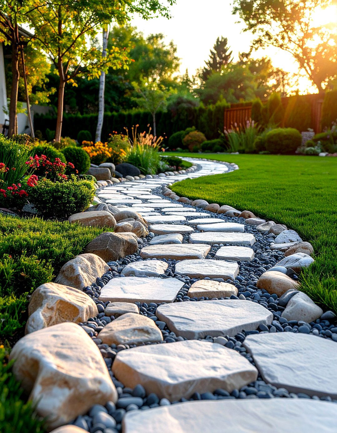 A Cobblestone Path Edge Border - 30 garden border ideas