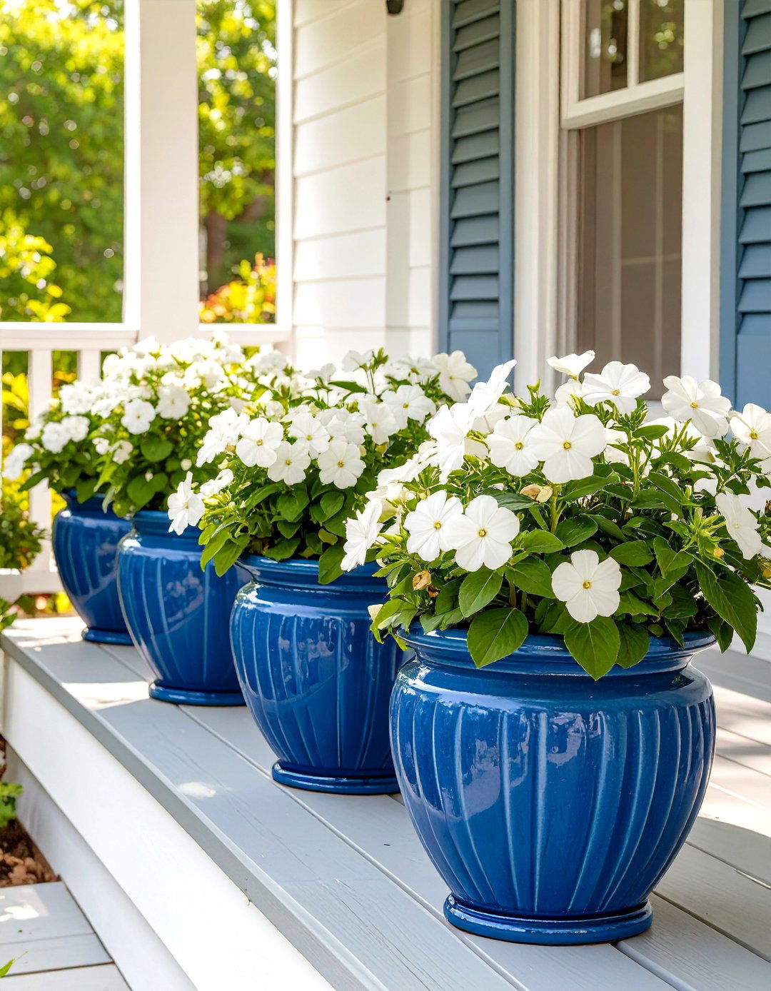 A Cohesive Color Palette for Pots and Flowers - 30 small front porch landscaping ideas