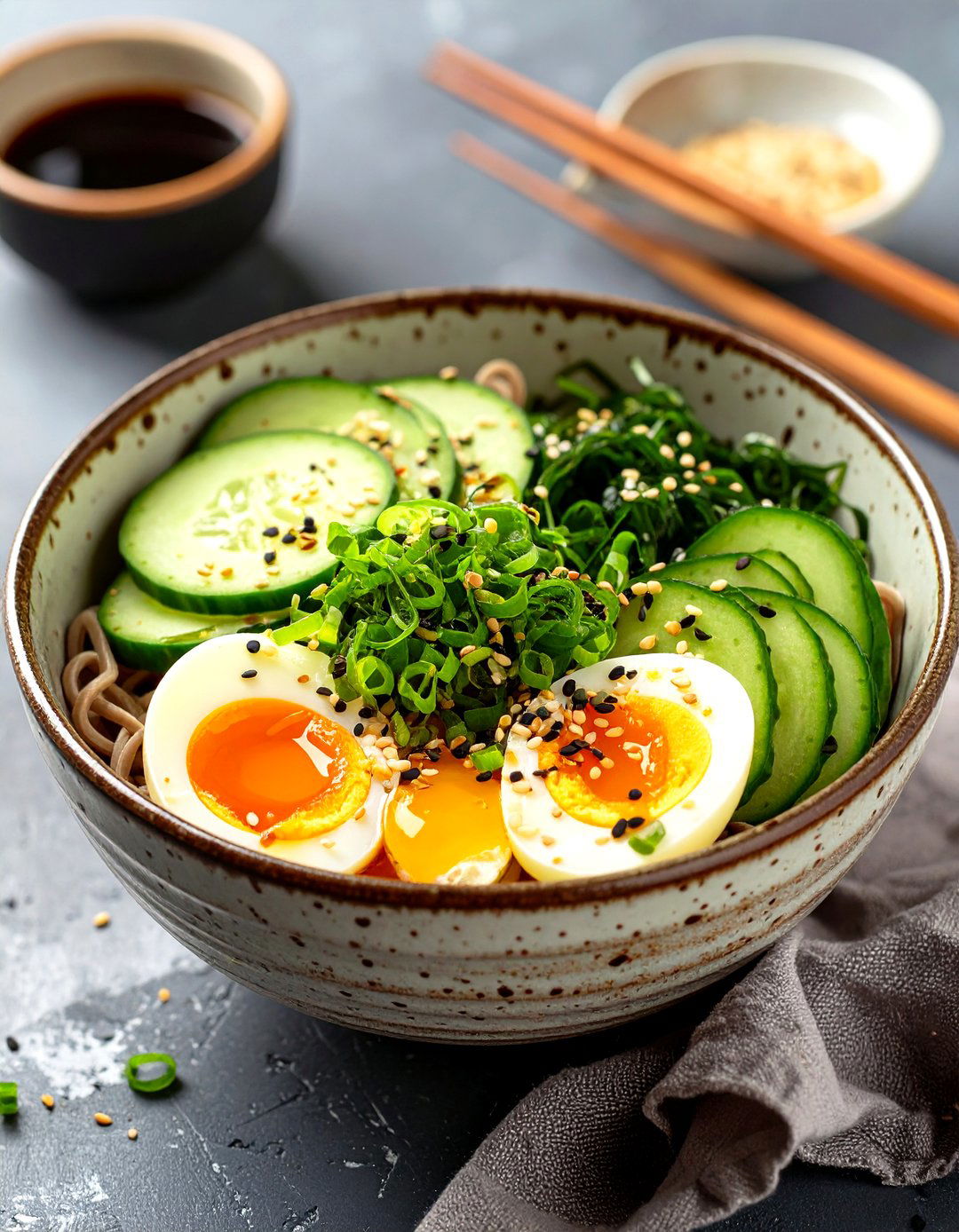 A Cold Soba Noodle Bowl - 30 office lunch ideas