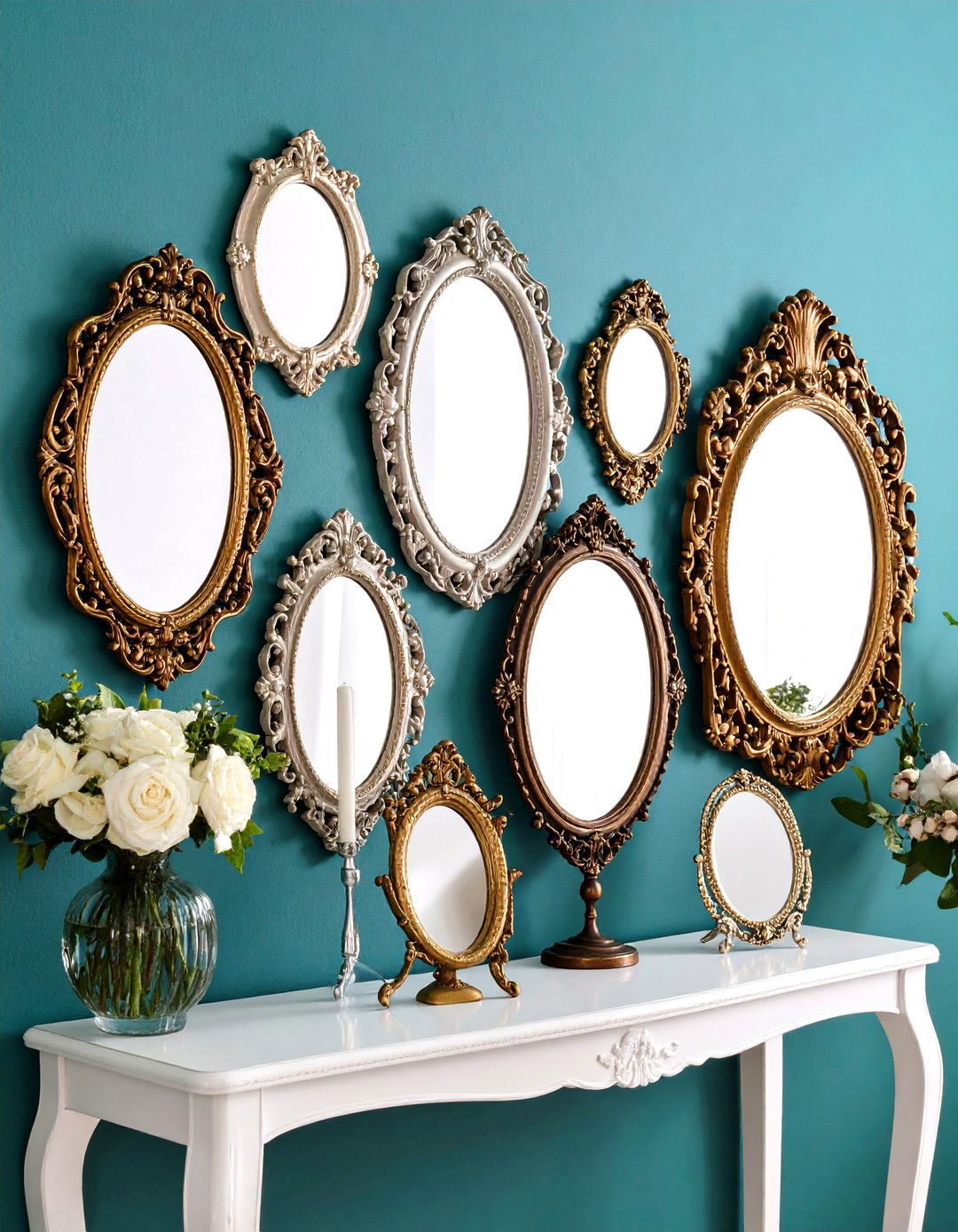 A Collection of Antique Mirrors - 30 family room wall decor ideas
