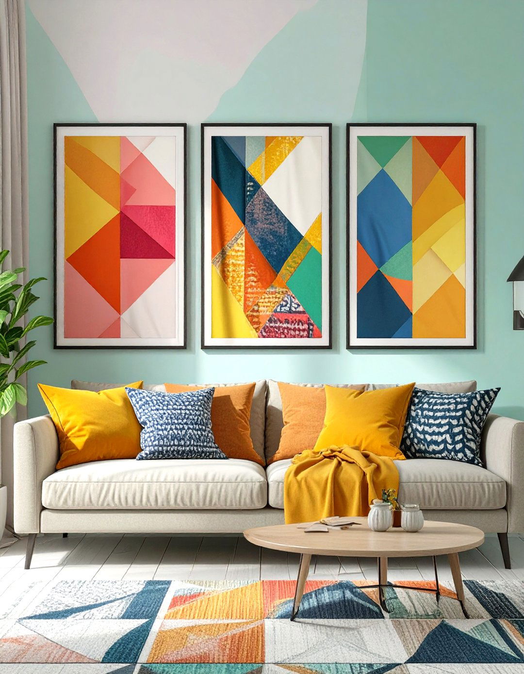 A Collection of Framed Scarves - 30 wall decoration ideas for living room