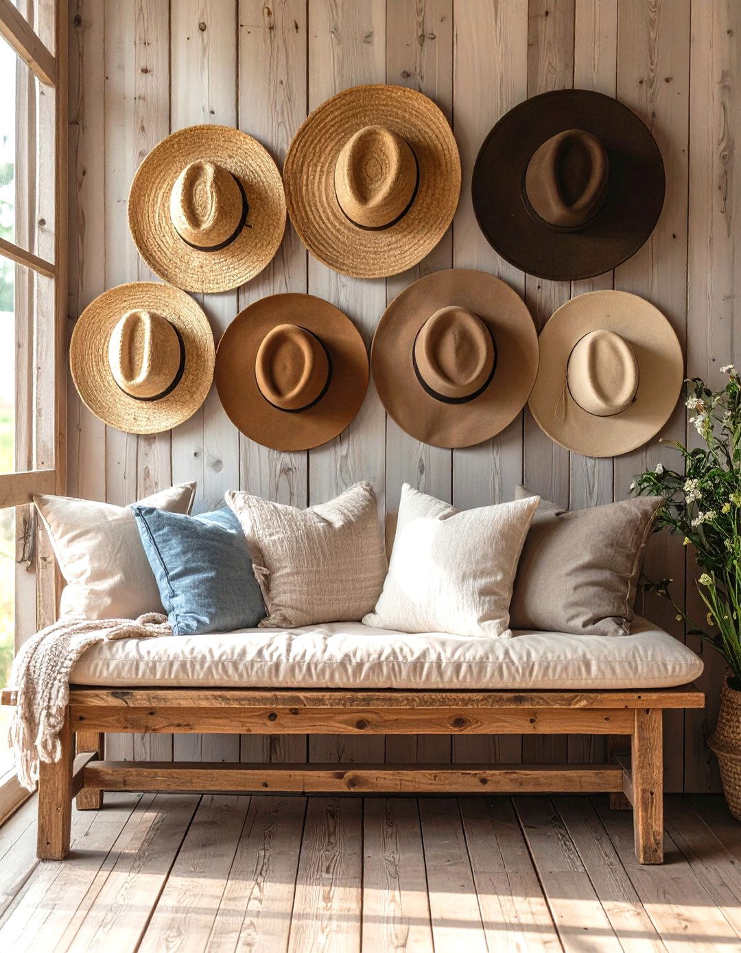 A Collection of Hats - 30 elegant living room wall decor ideas