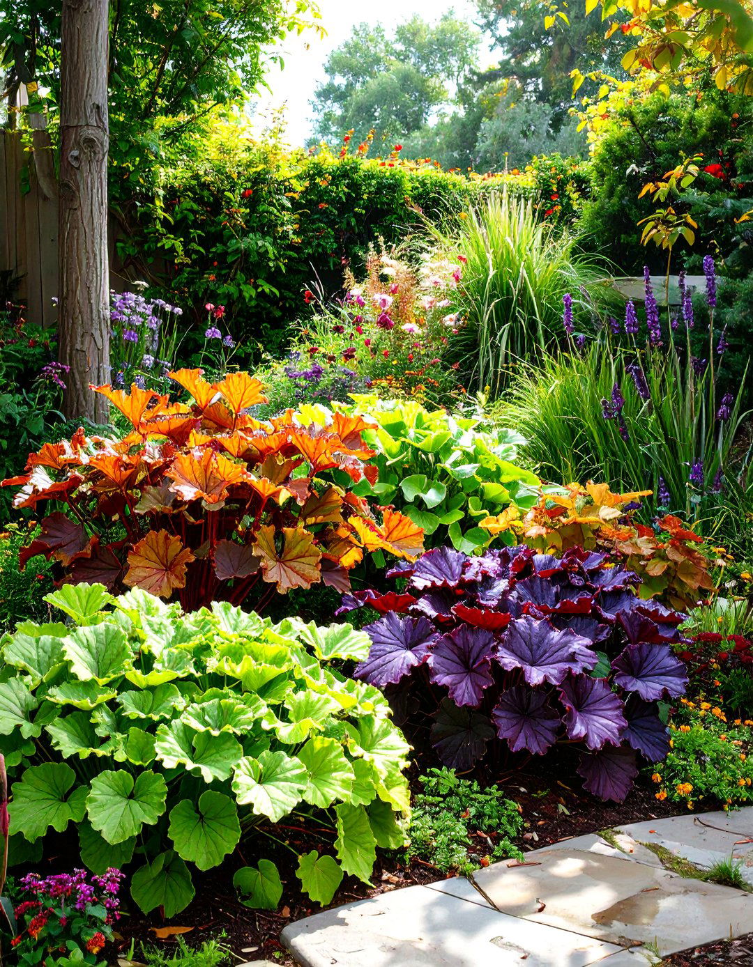 A Collection of Heucheras in a Shady Corner - 30 shady garden corner ideas