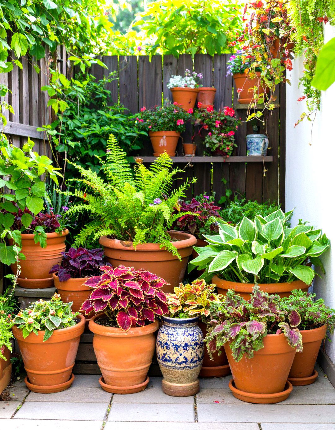 A Collection of Shade Tolerant Containers - 30 shady garden corner ideas