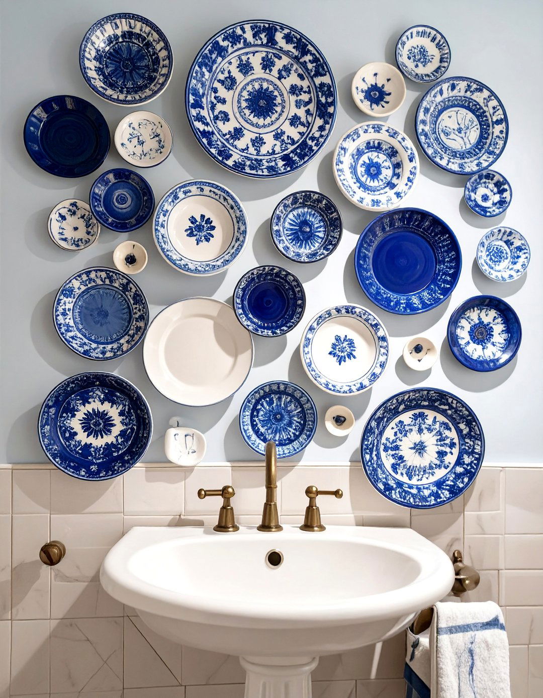A Collection of Themed Plates - 30 bathroom wall art ideas